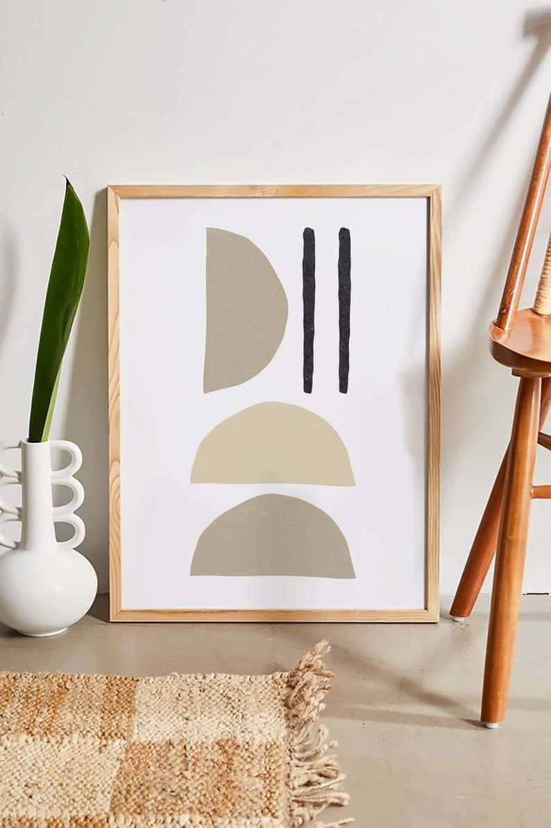 modern minimalist art, abstract geometric lines, beige and black shapes, SD Phone Wallpaper