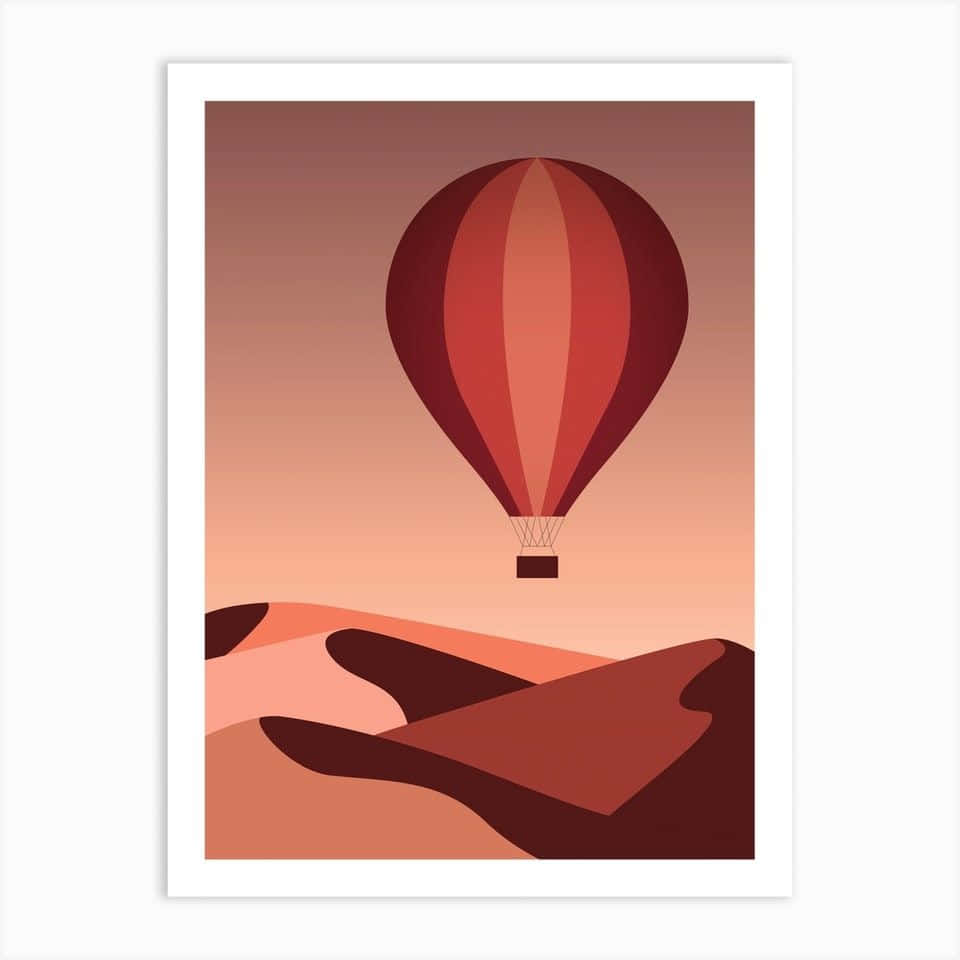 minimalist painting, hot air balloon, desert dunes, SD Desktop Wallpaper