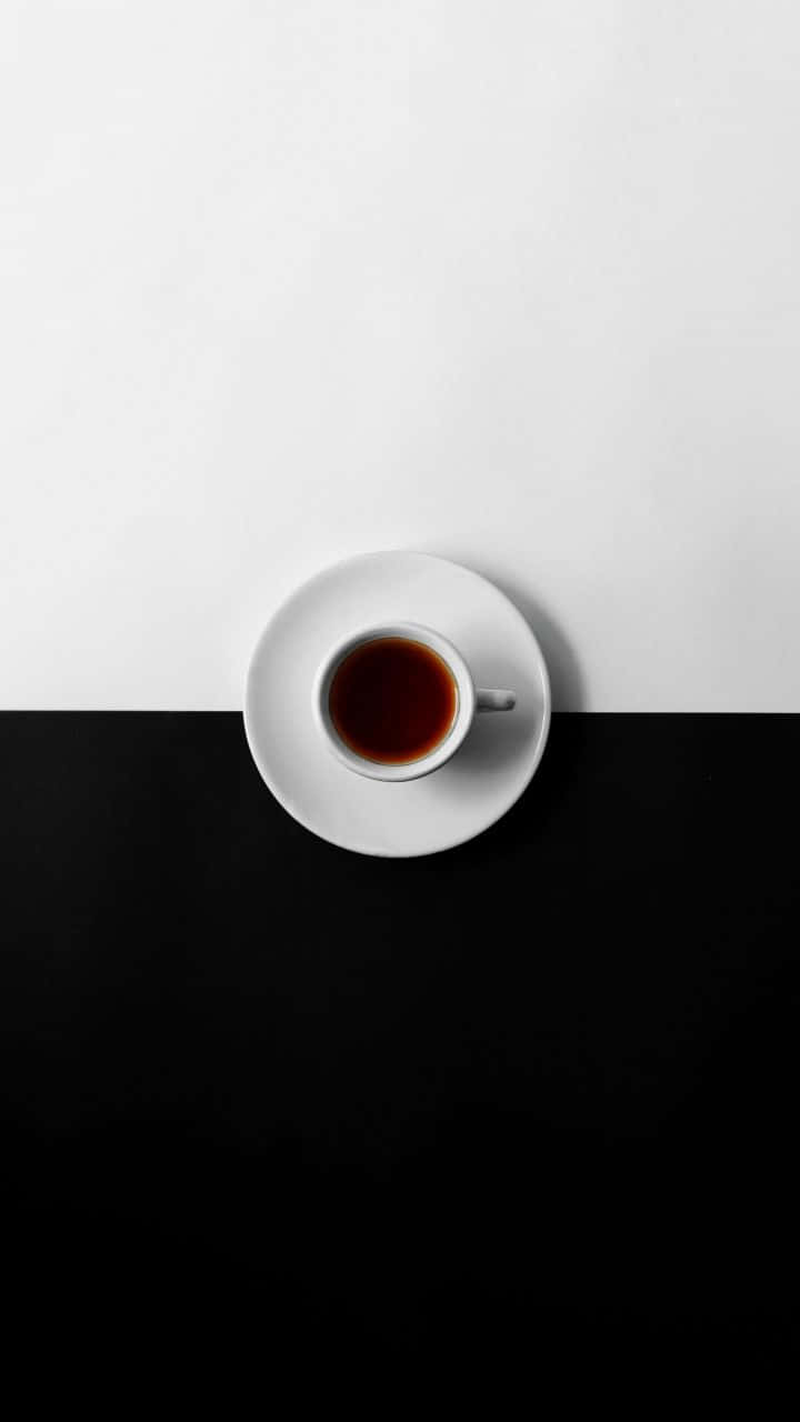 minimalist, black and white, white cup, HD Phone Wallpaper