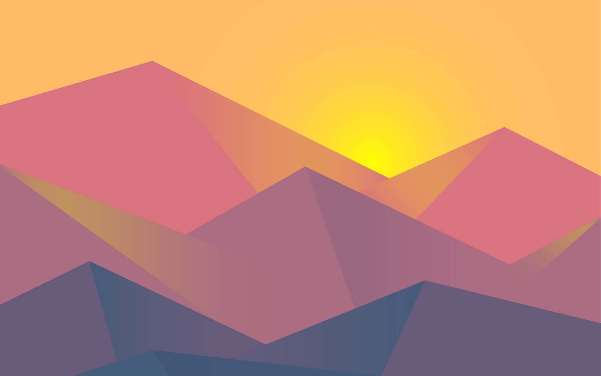 minimalist geometric, geometric mountain range, warm sunset hues, Full HD Desktop Wallpaper