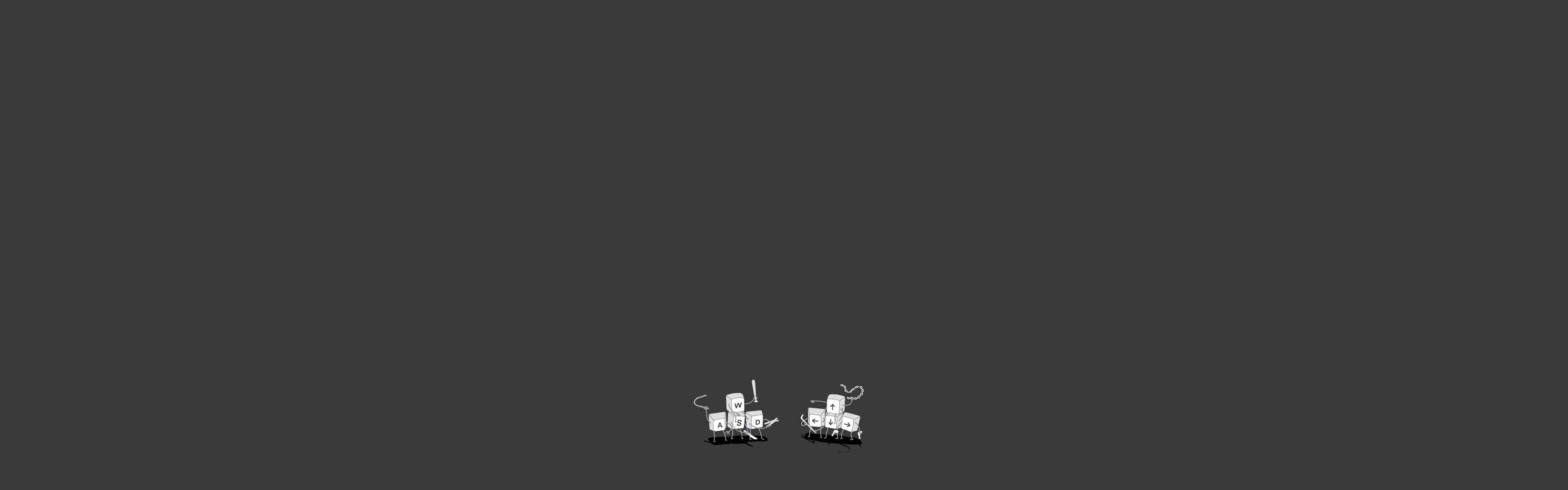 minimalist dual monitor, white robot figures, heart eyes, 2K Desktop Wallpaper