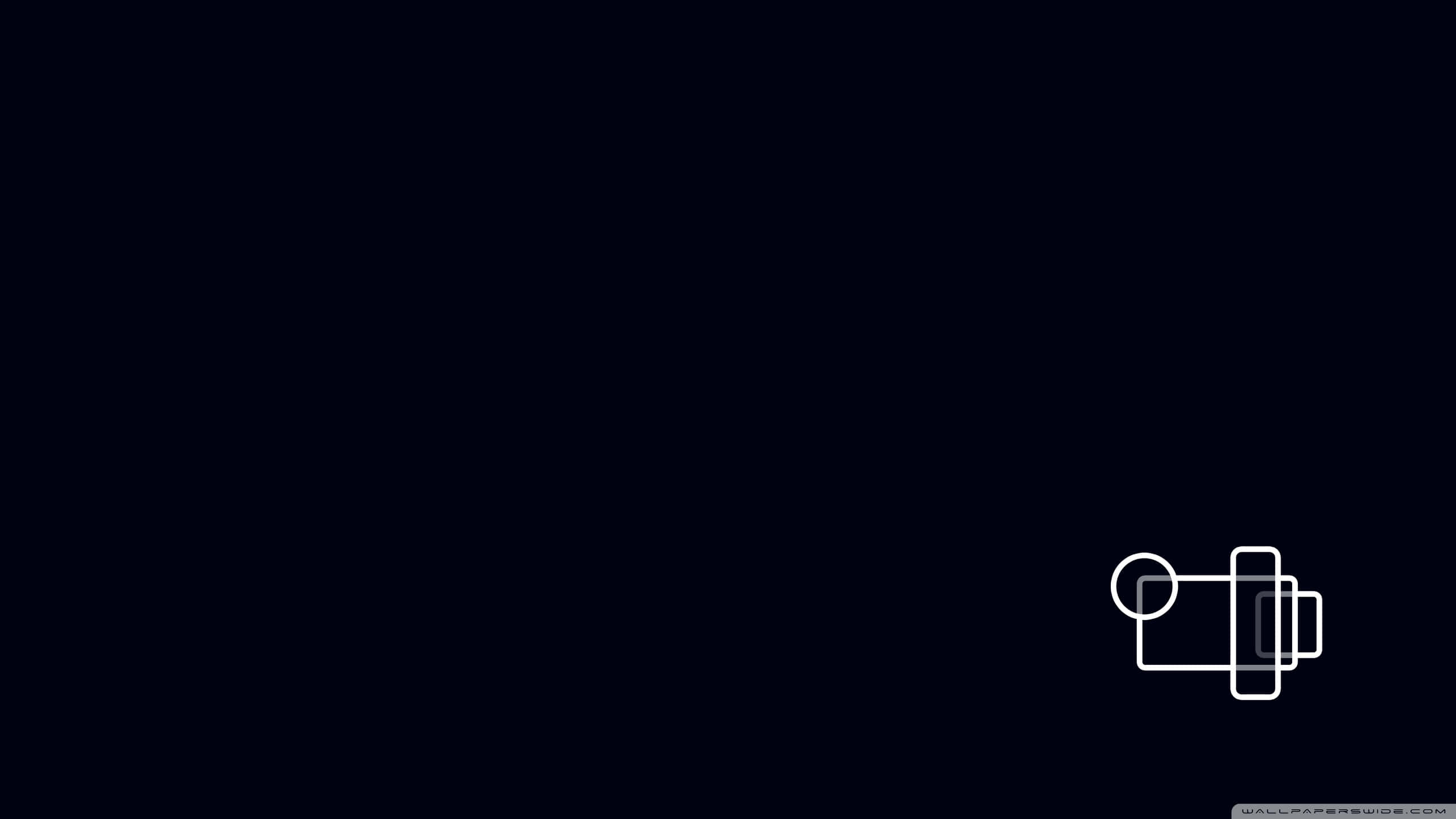 minimalist dual monitor, white line drawing, camera icon, 2K Desktop Wallpaper