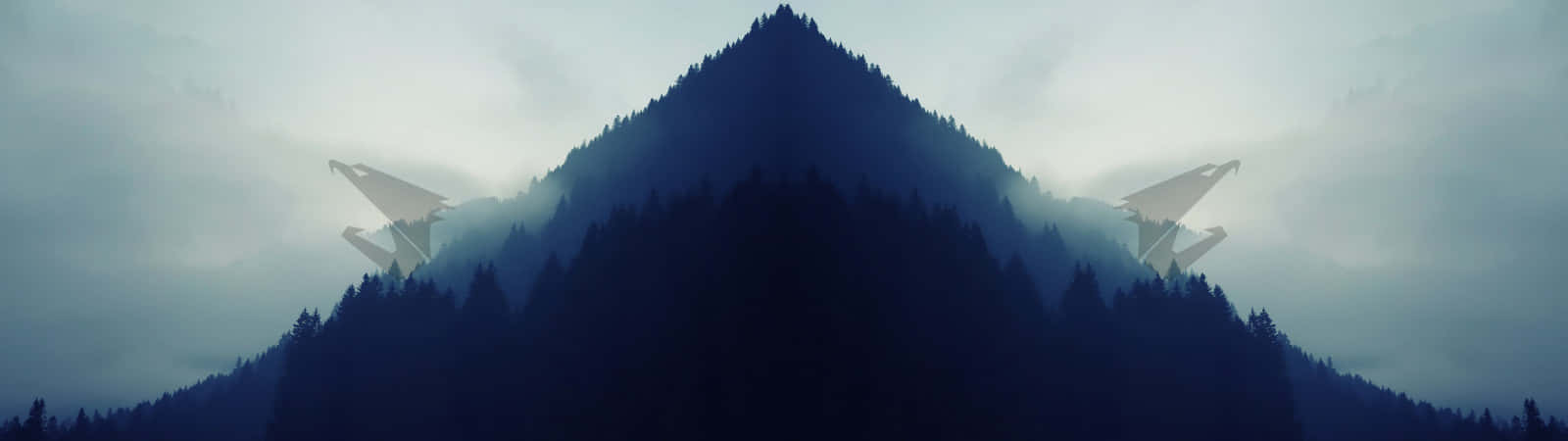 misty mountain peak, glowing white paper airplanes, cloudy sky, HD Desktop Wallpaper
