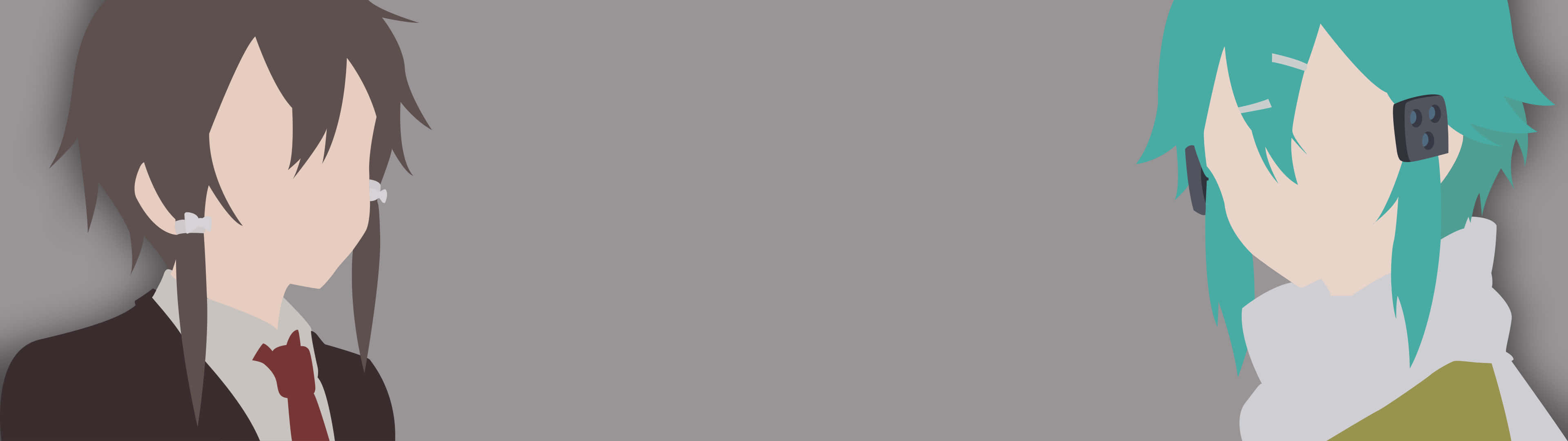 Minimalist Dual Monitor, anime characters, suits, 4K Desktop Wallpaper