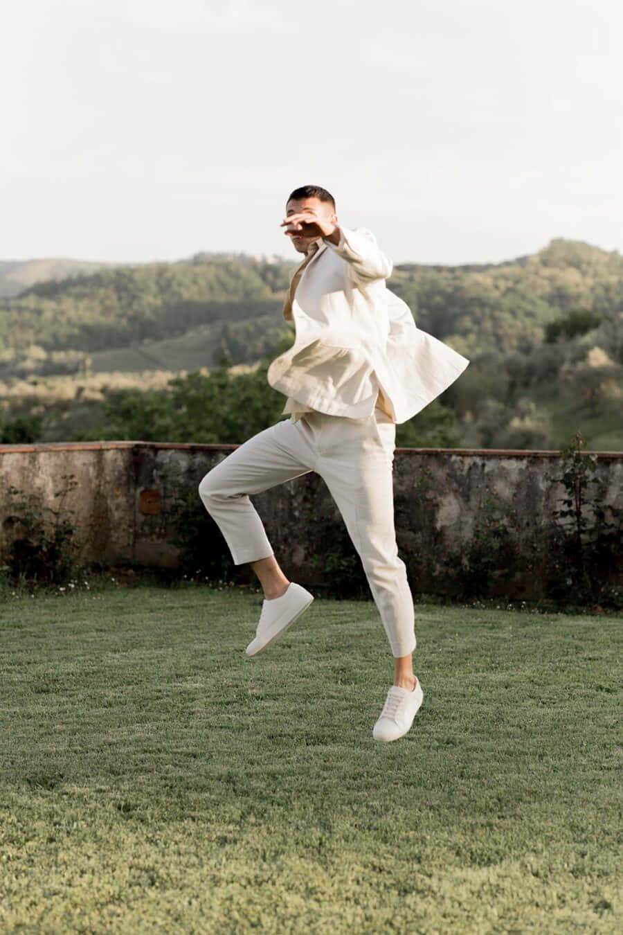 minimalist fashion, white jumps, grassy terrace, HD Phone Wallpaper