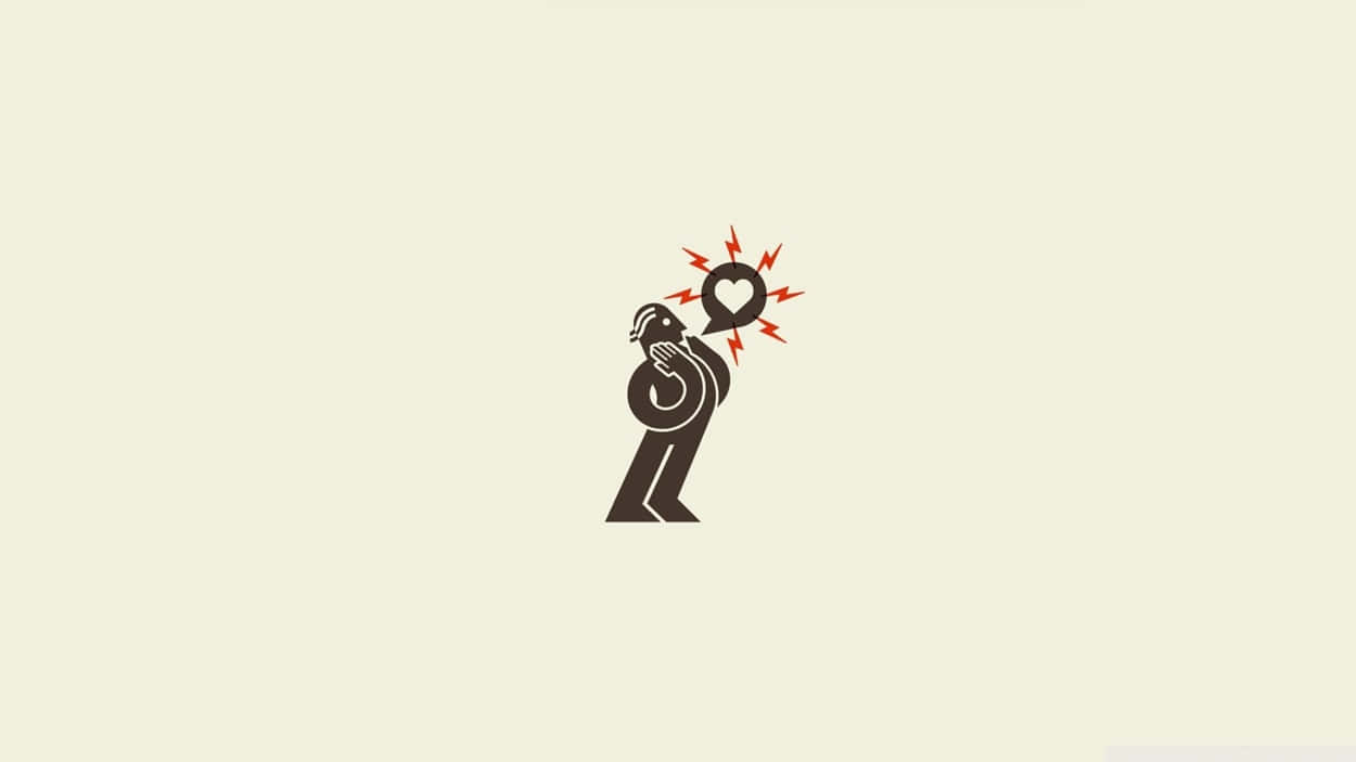 minimalist design, black silhouette, heart-shaped bomb, SD Desktop Wallpaper