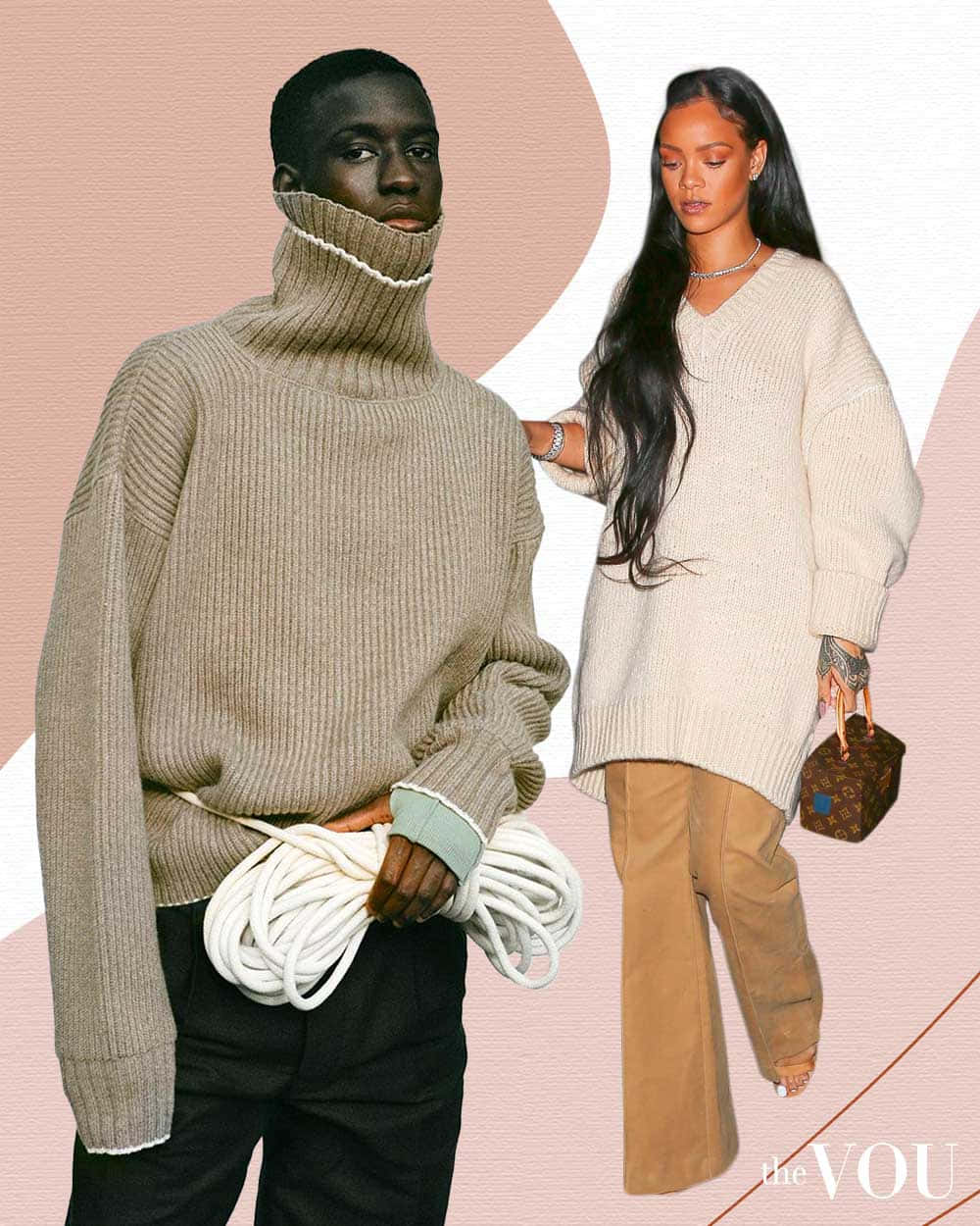 minimalist fashion, black and white, oversized knit sweaters, SD Phone Wallpaper