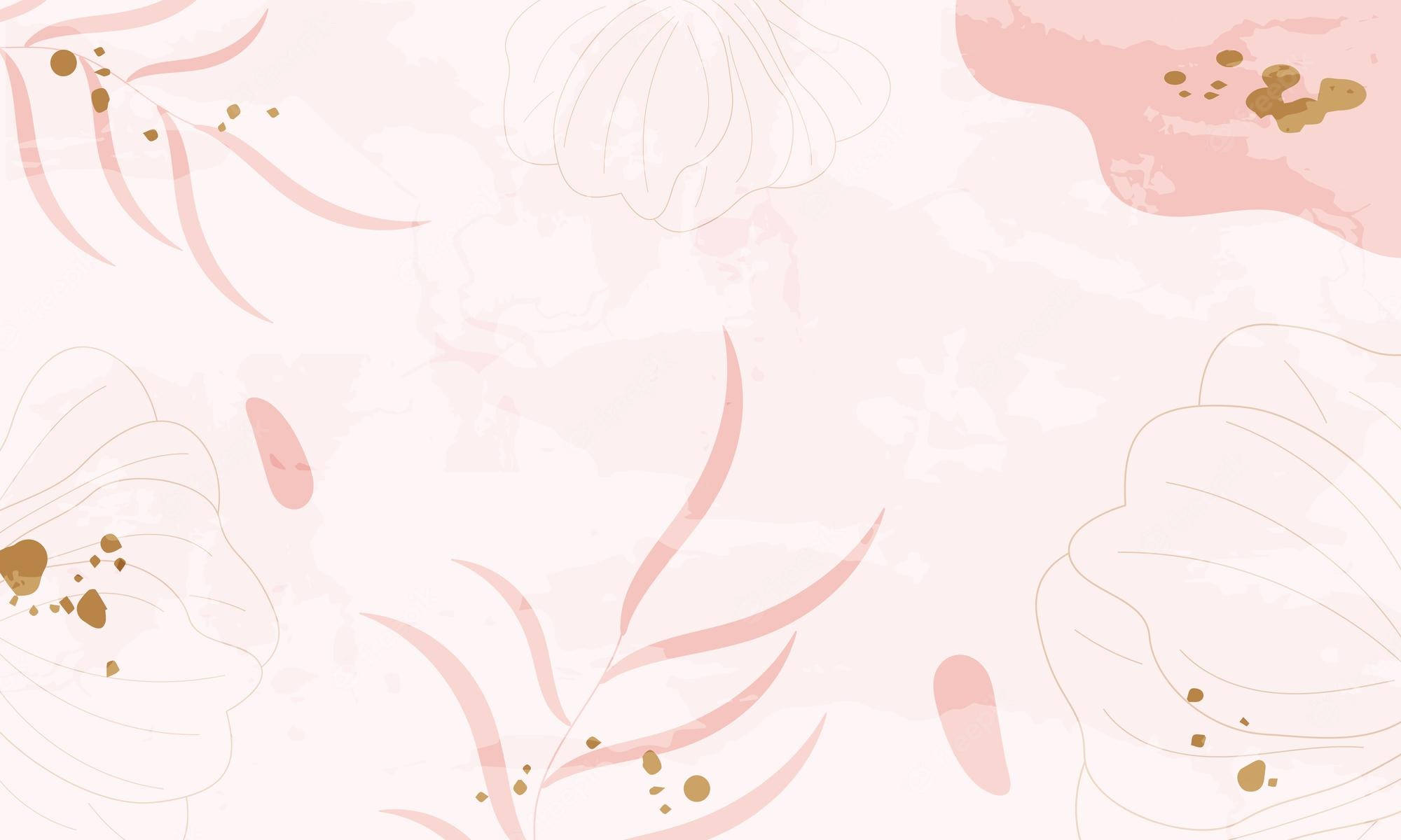 minimalist flower computer, pink, gold, Full HD Desktop Wallpaper