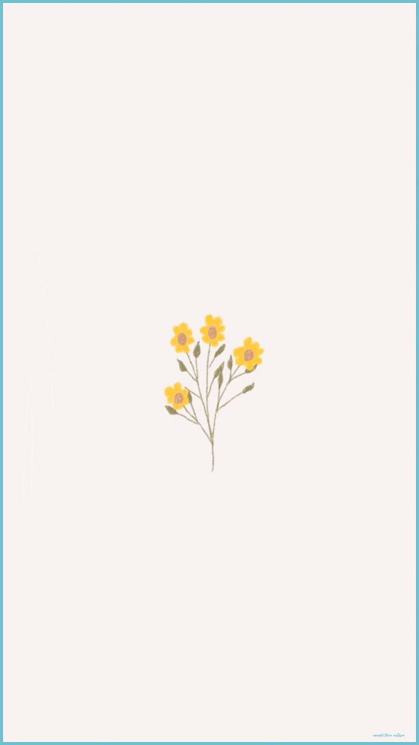 minimalist flower computer, yellow flowers, green stems, HD Phone Wallpaper
