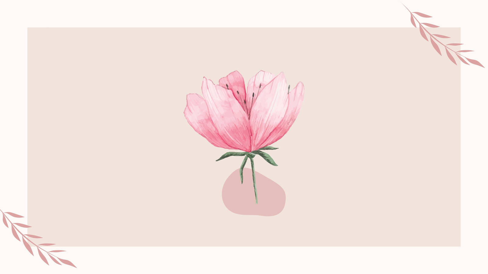minimalist flower computer, pink, watercolor, HD Desktop Wallpaper