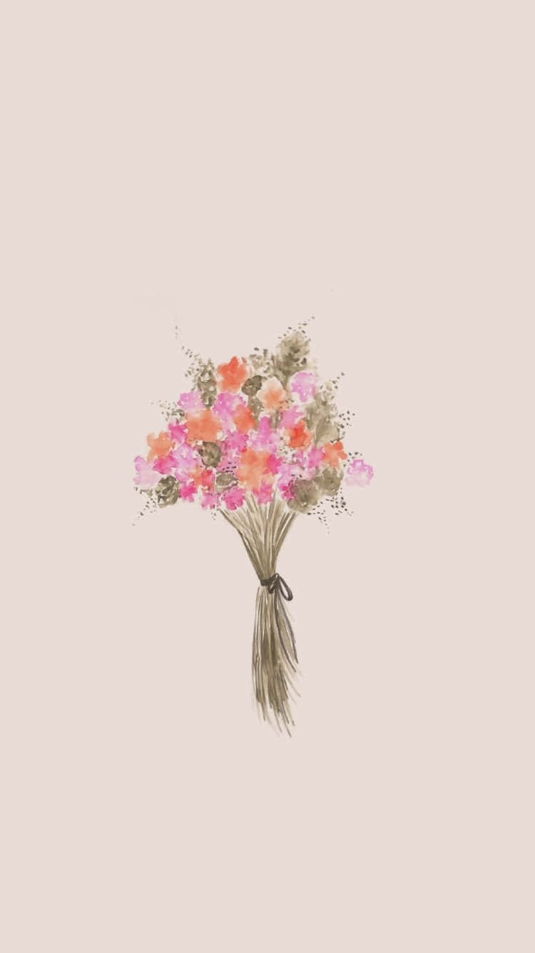 minimalist flower, pink orange and gray flowers, dark ribbon, HD Phone Wallpaper