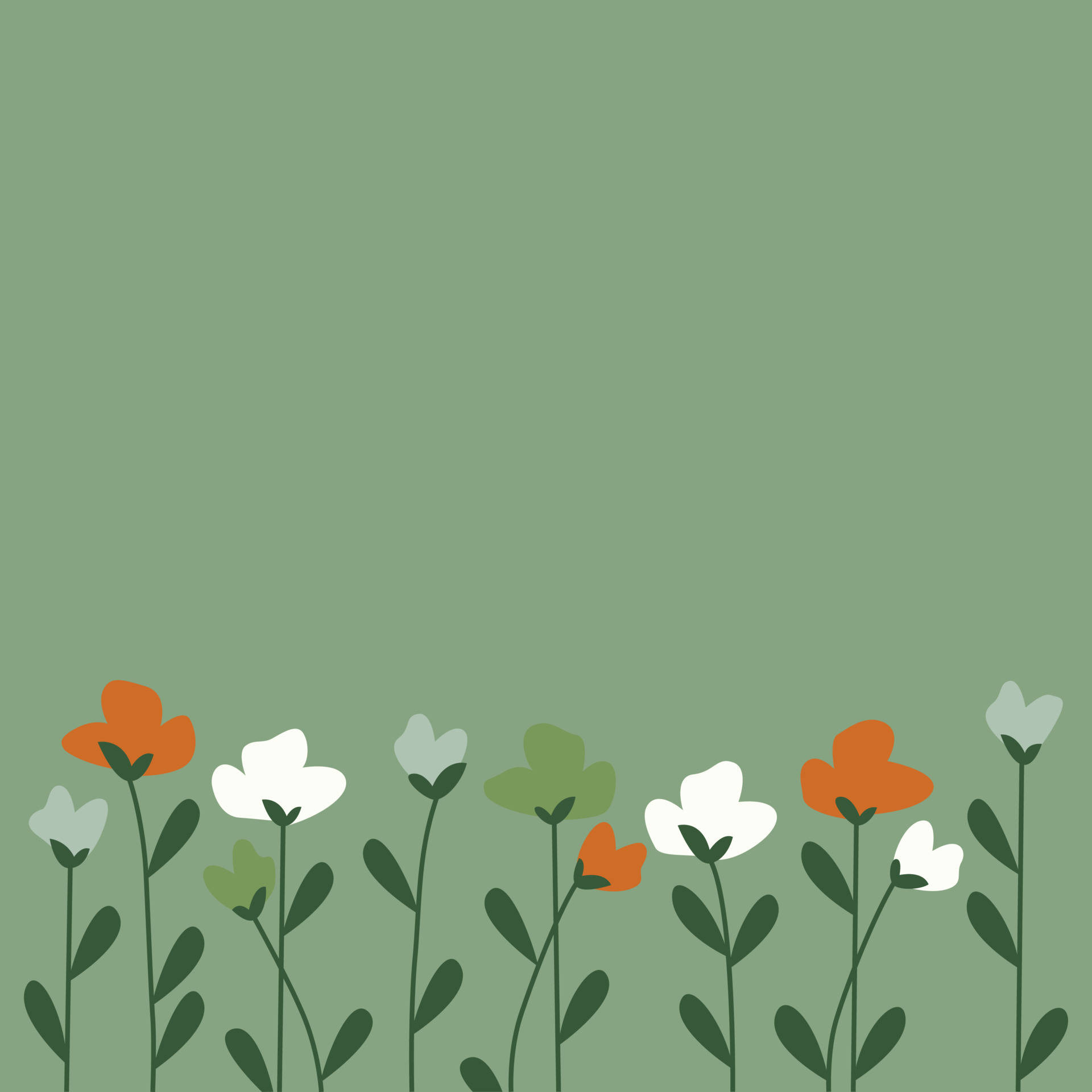 minimalist flower computer, orange, white, Full HD Desktop Wallpaper