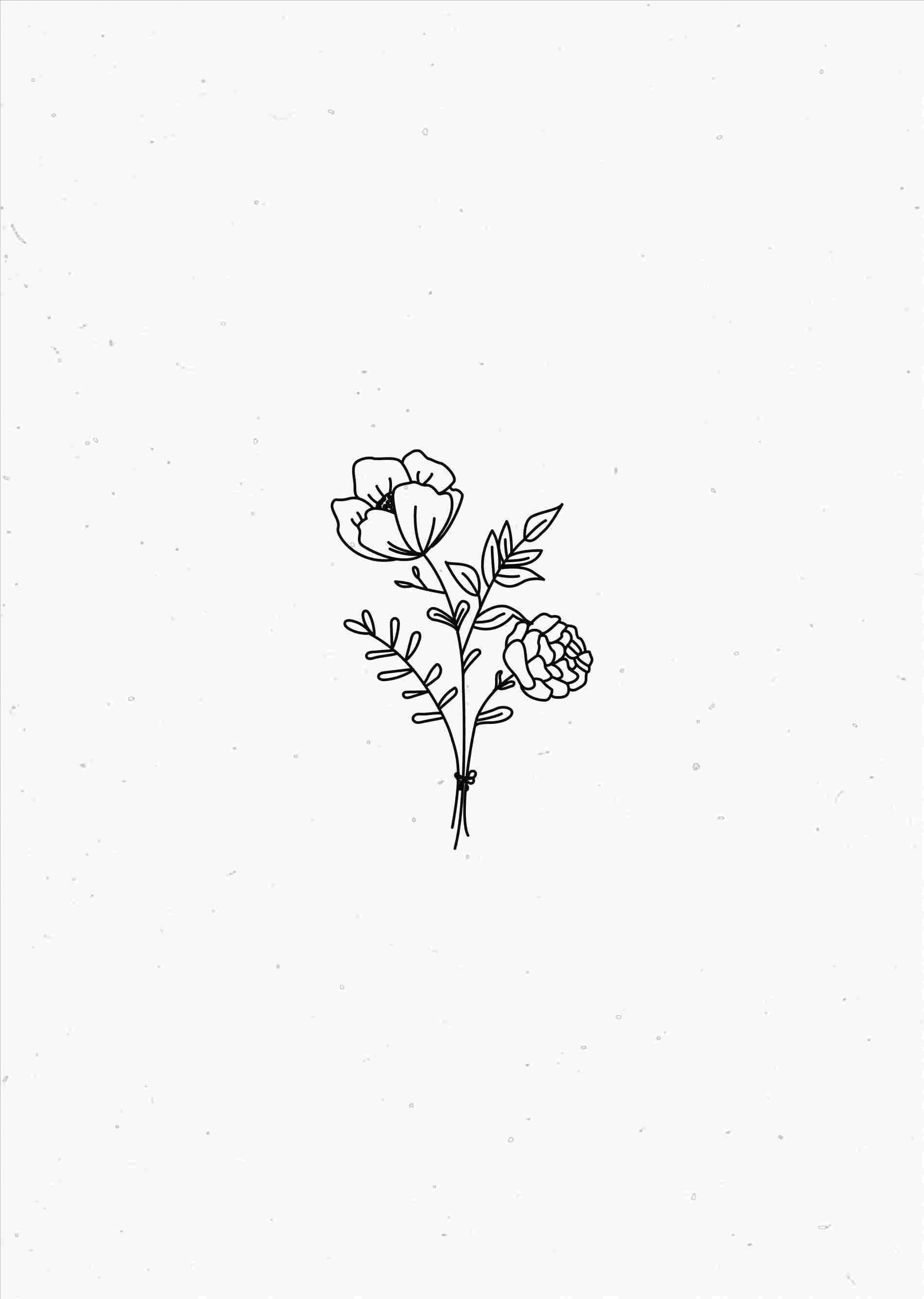 minimalist flower, black line drawing, delicate flower stem, 2K Phone Wallpaper