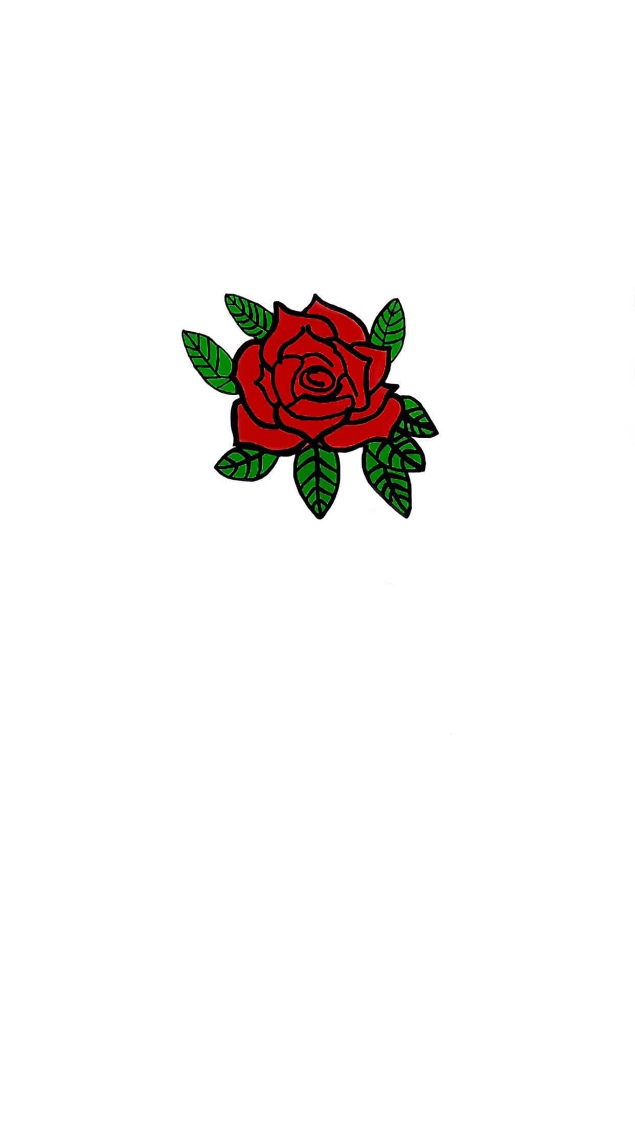 minimalist flower, red rose, green leaves, Full HD Phone Wallpaper