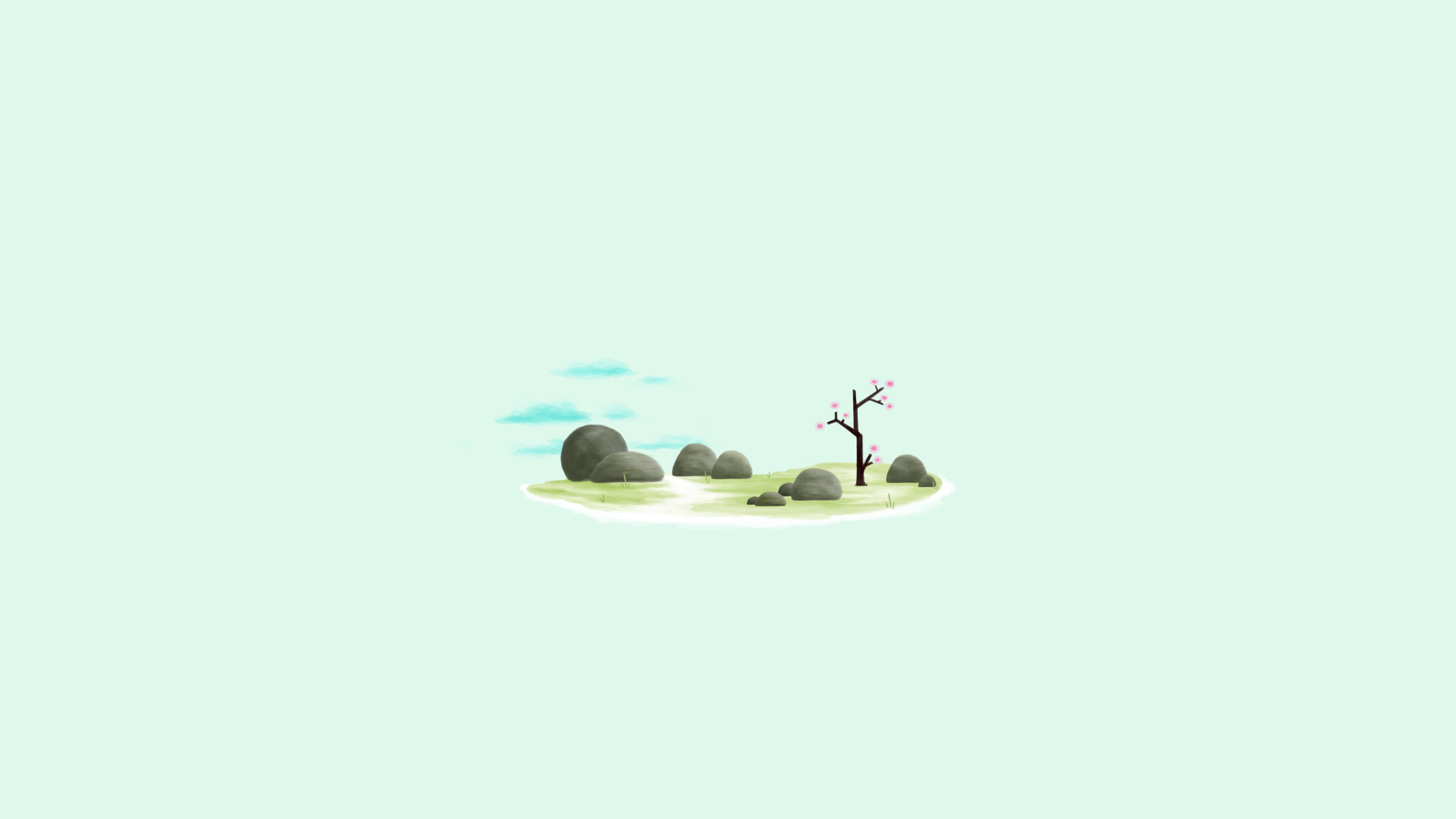 cherry blossom, minimalist aesthetic, laptop, 5K Desktop Wallpaper