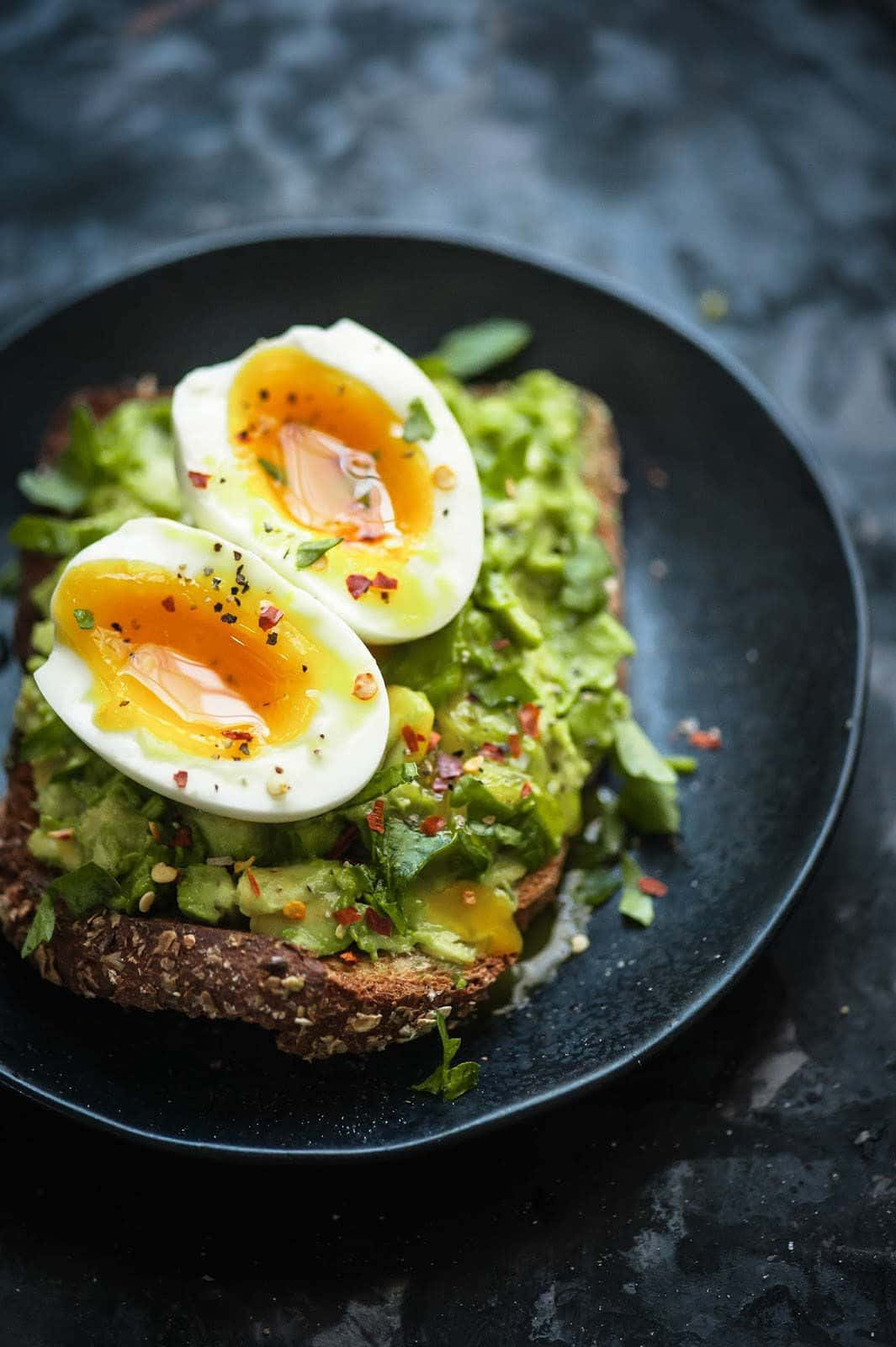 avocado toast, soft-boiled eggs, red pepper flakes, HD Phone Wallpaper