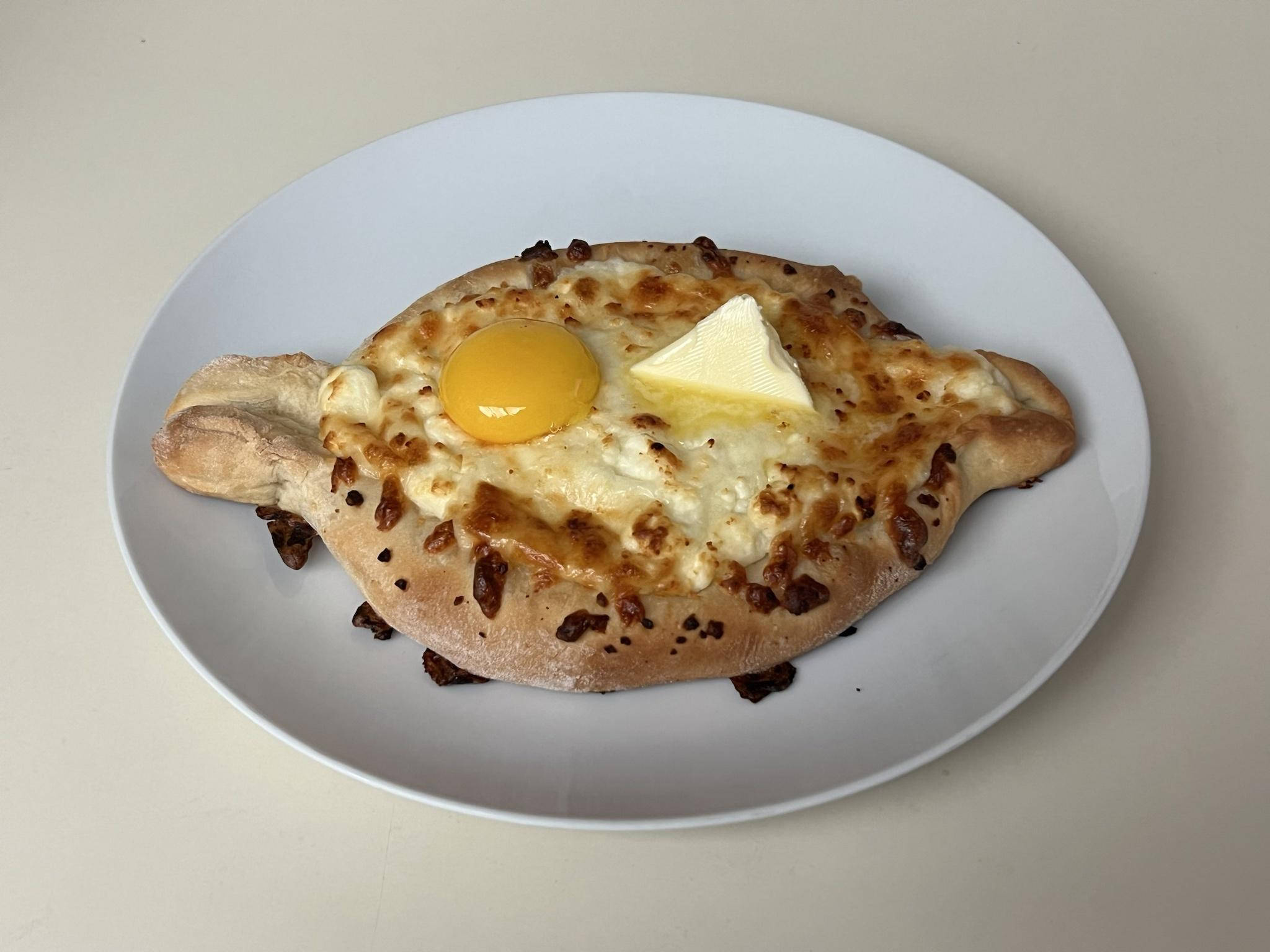 khachapuri, melted cheese, bright yellow egg yolk, Full HD Desktop Wallpaper