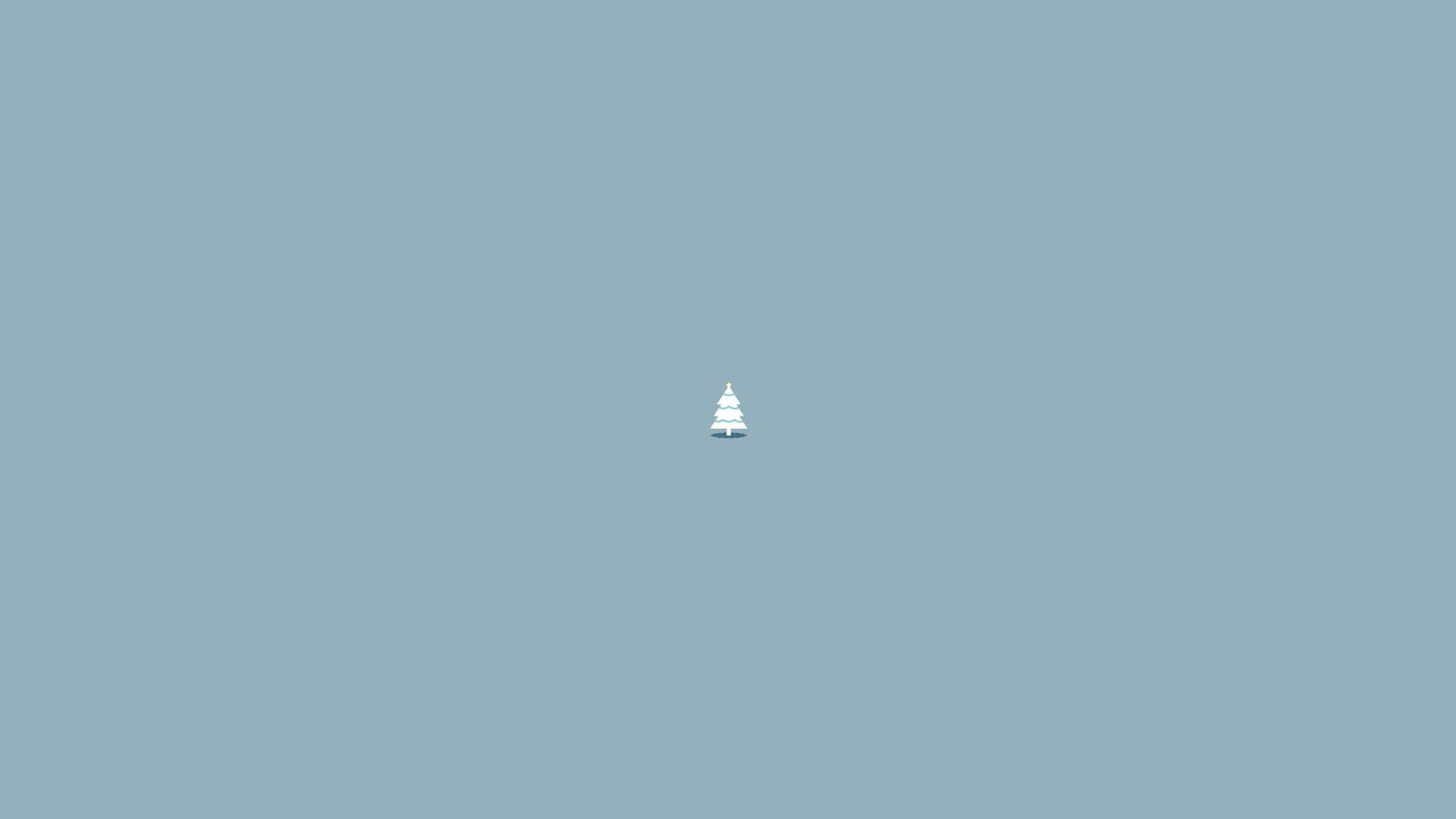 minimalist, white pine tree, muted blue background, Full HD Desktop Wallpaper