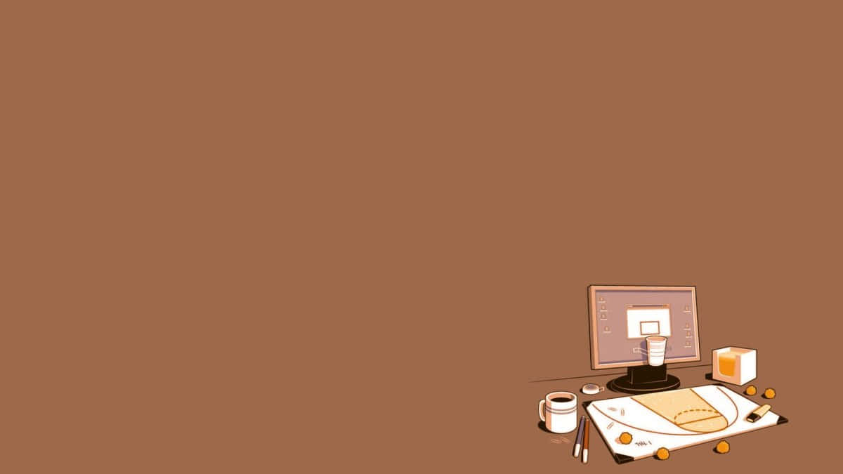 Minimalist Geek, desk, computer basketball hoop, SD Desktop Wallpaper