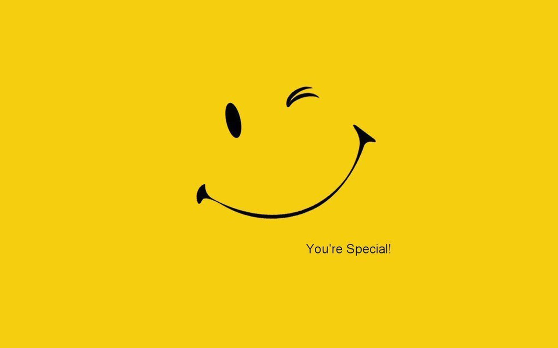 minimalist black smiley face, solid yellow background, You're Special!, Full HD Desktop Wallpaper