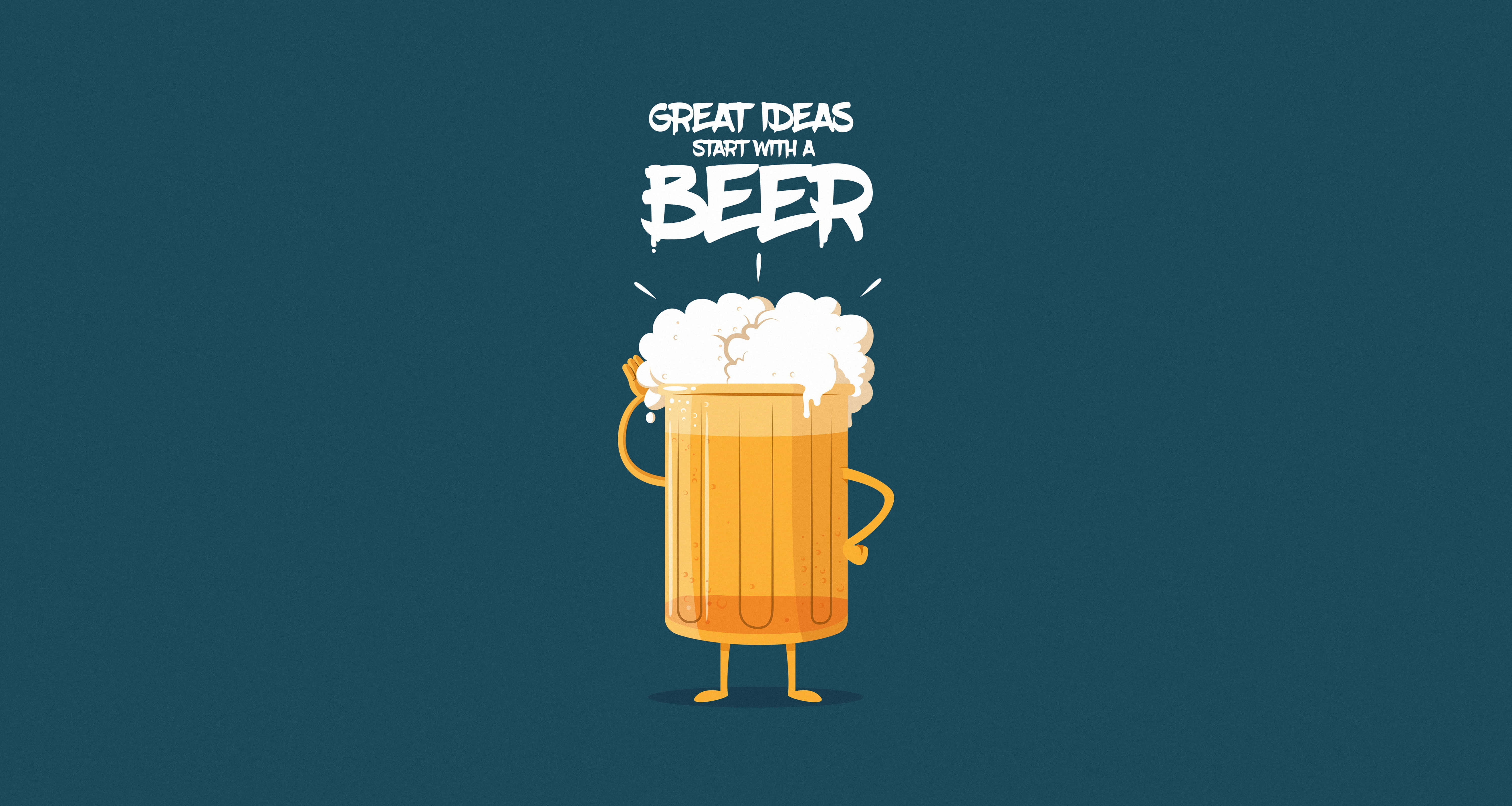 cartoon beer mug, arms legs, foam head, 5K Desktop Wallpaper