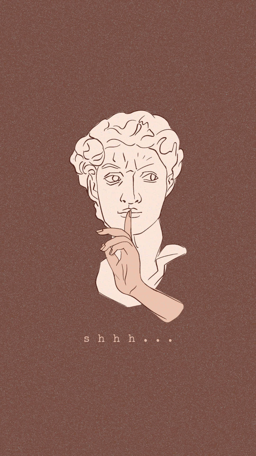 classical marble bust, finger to lips, muted brown background, Full HD Phone Wallpaper