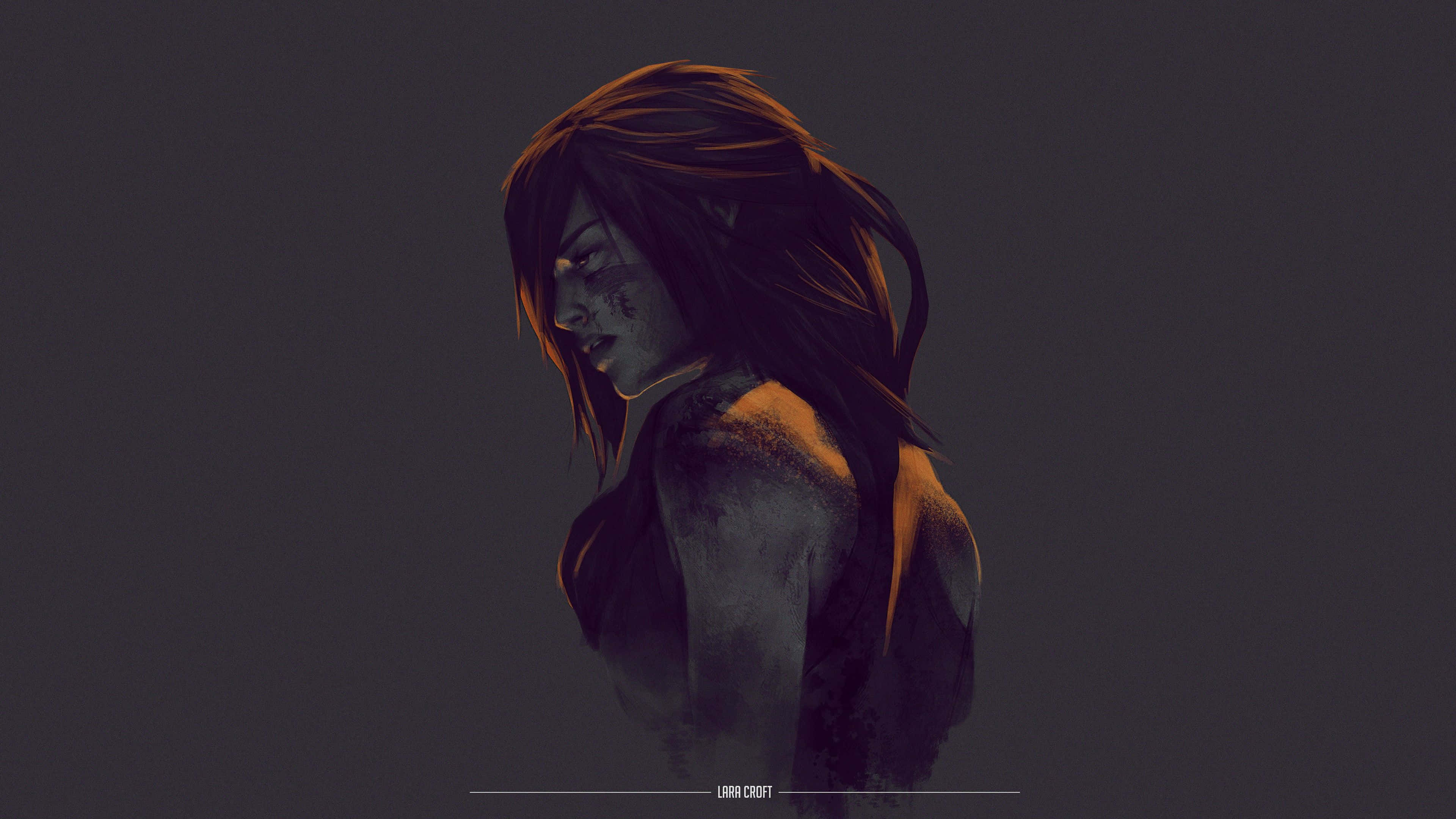 minimalist gaming, dark-haired woman, bruised face, 4K Desktop Wallpaper