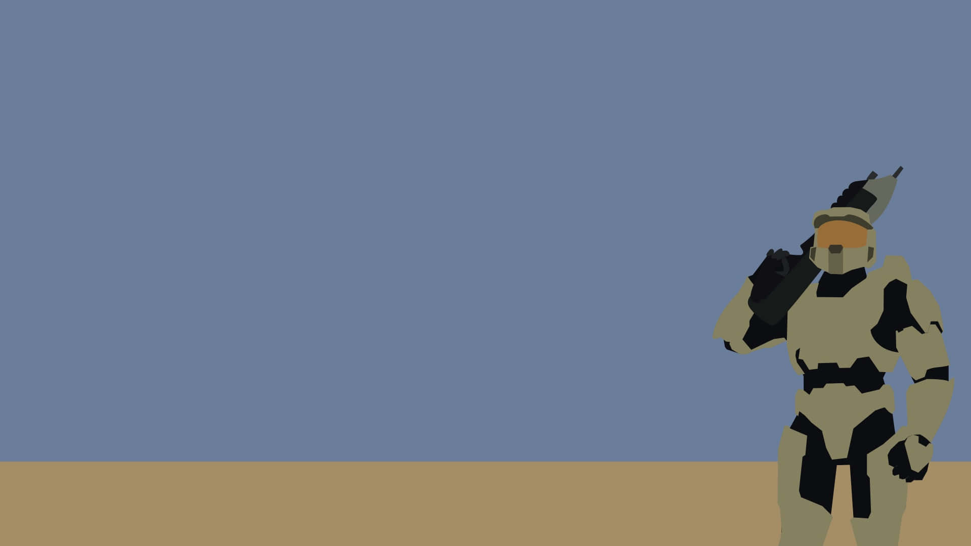 minimalist gaming, tan and black armor, plain blue sky, Full HD Desktop Wallpaper