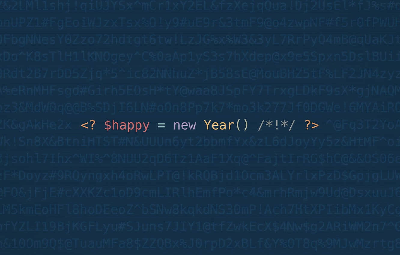 dark blue digital background, faint code, central PHP script, HD Desktop Wallpaper