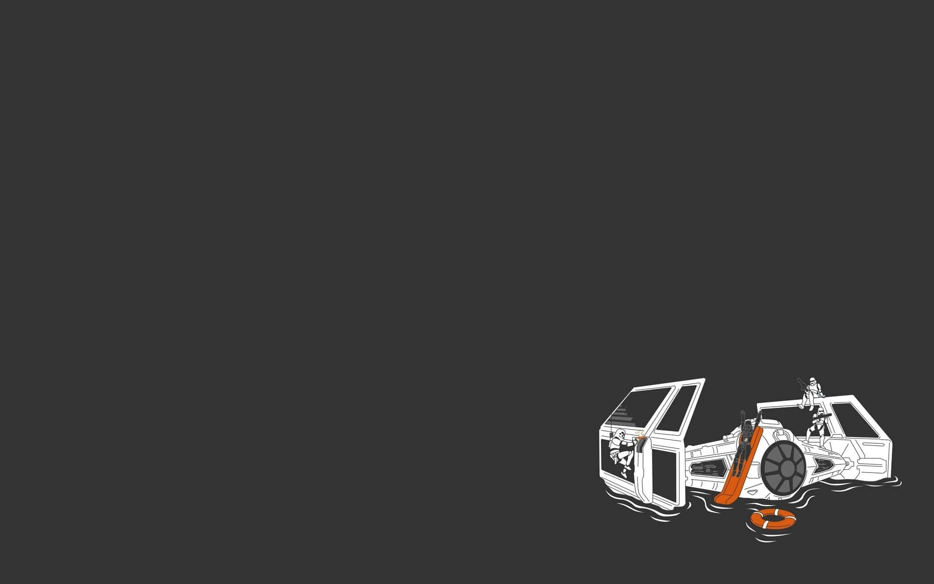 Minimalist Geek, line-art illustration, wrecked car, Full HD Desktop Wallpaper