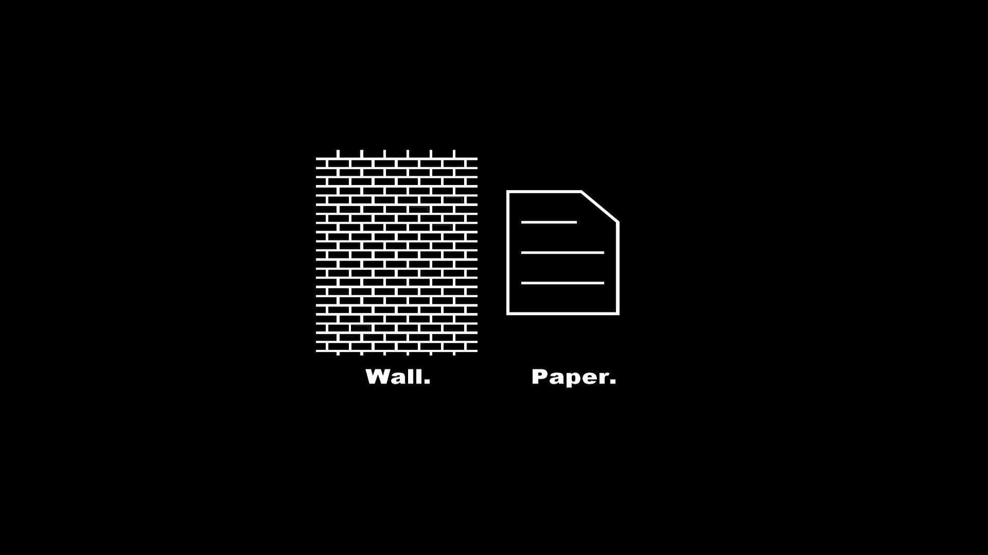 Minimalist Geek, white line icons, brick wall, Full HD Desktop Wallpaper
