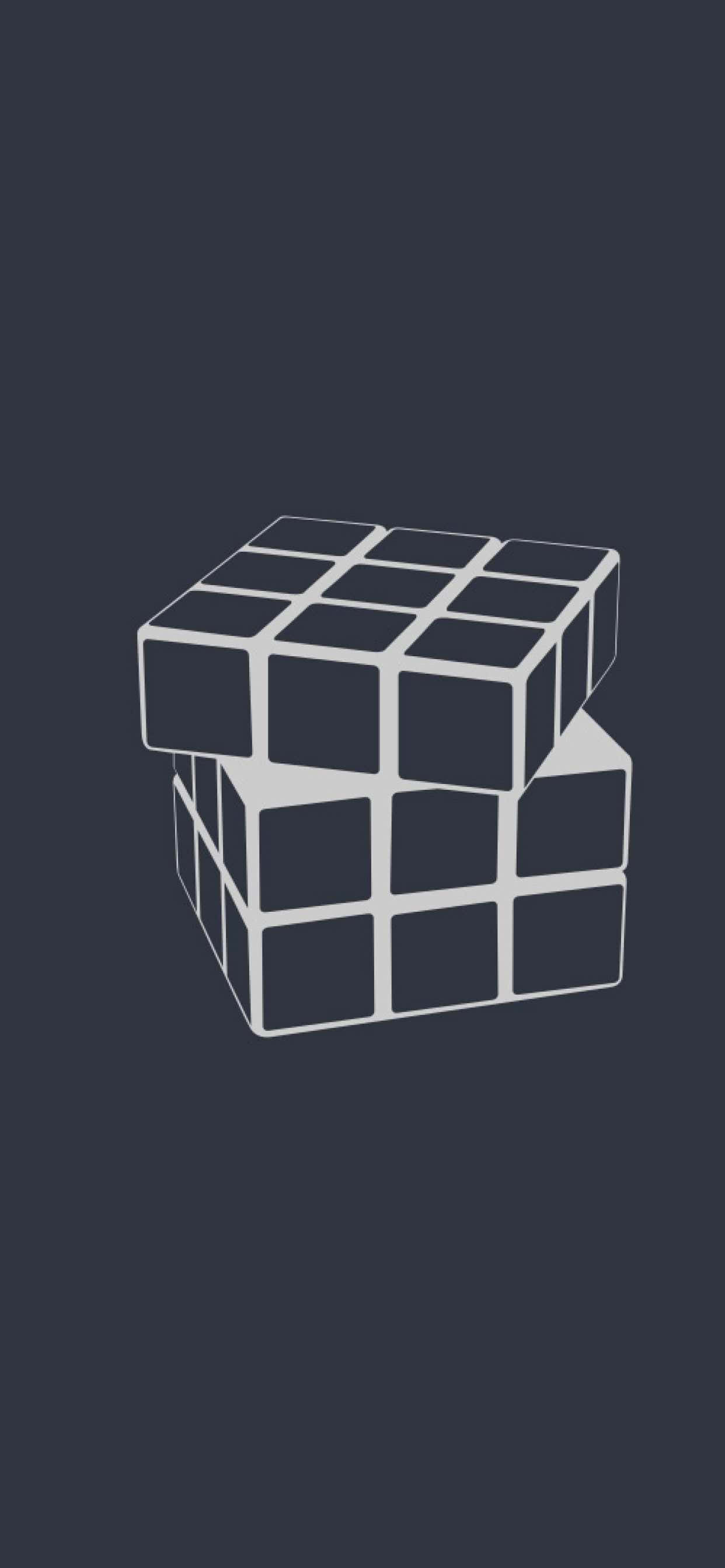 minimalist Rubiks Cube, white outlined, two, 2K Phone Wallpaper