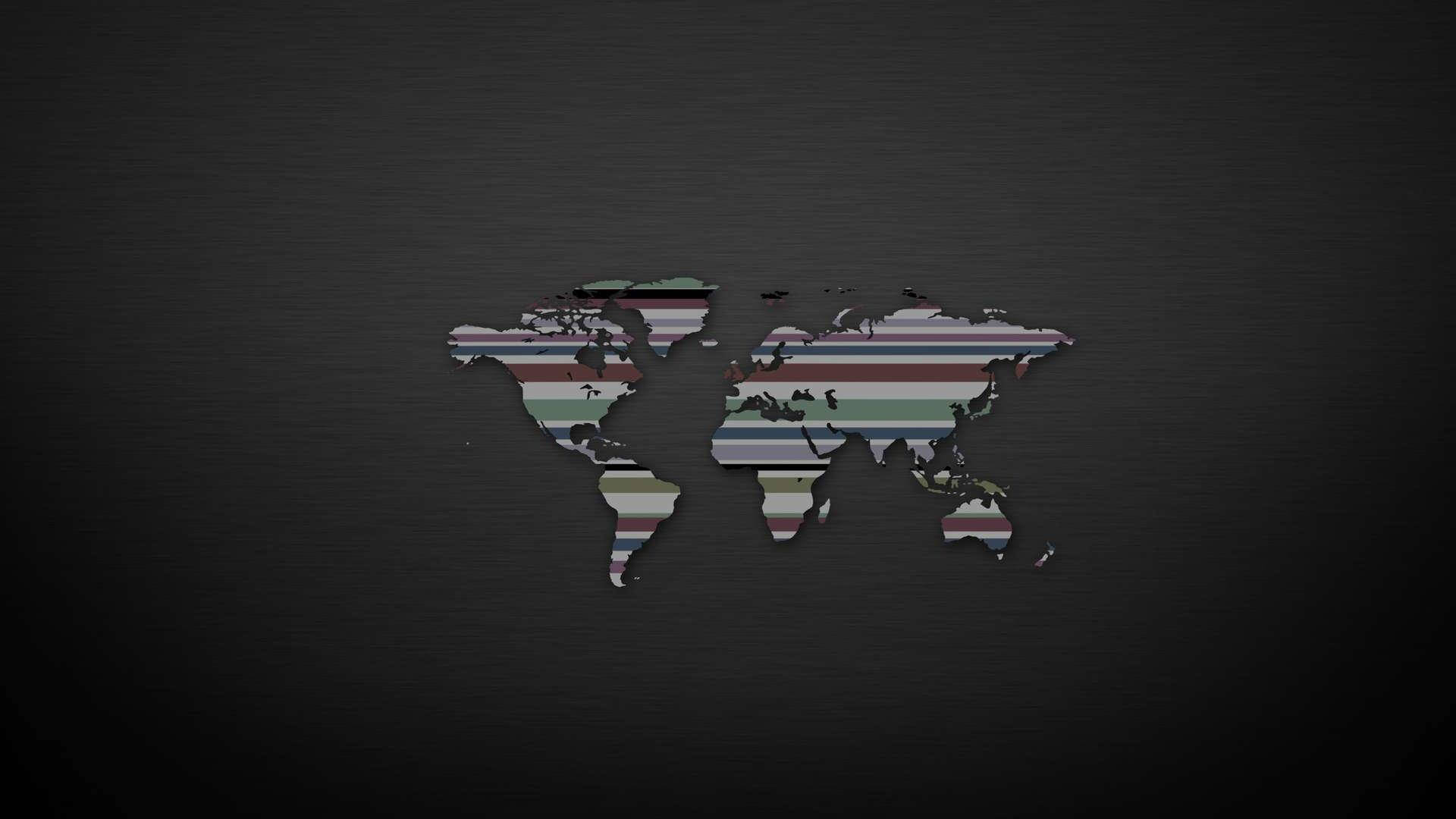 minimalist striped world map, world map silhouette, horizontal stripes, Full HD Desktop Wallpaper