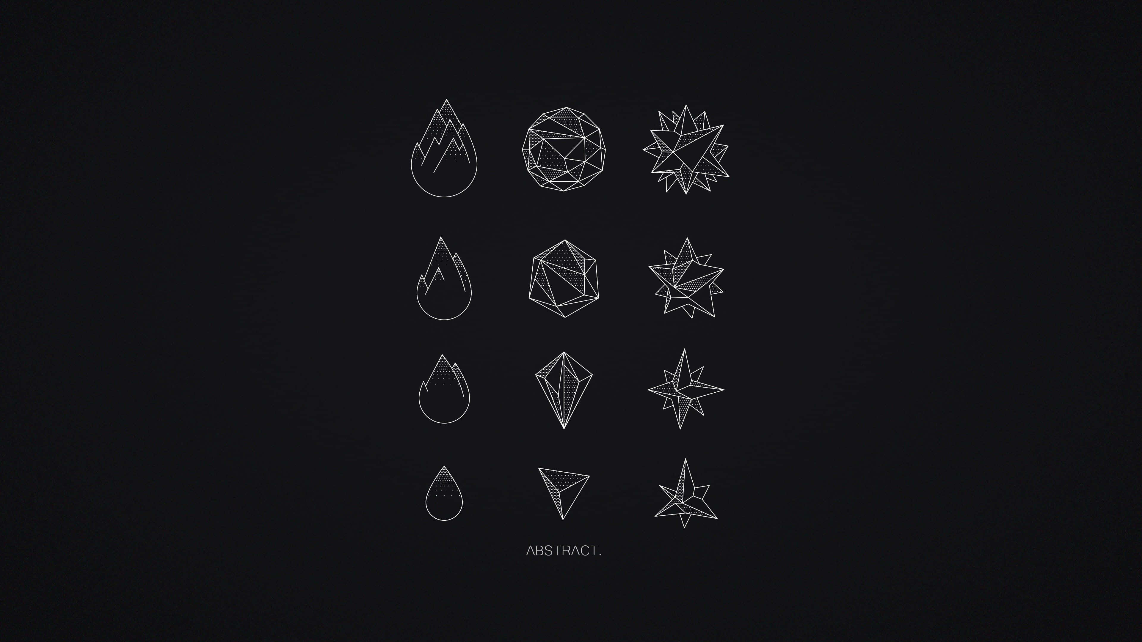 minimalist geometric, white line icons, fire water earth and air elements, 4K Desktop Wallpaper