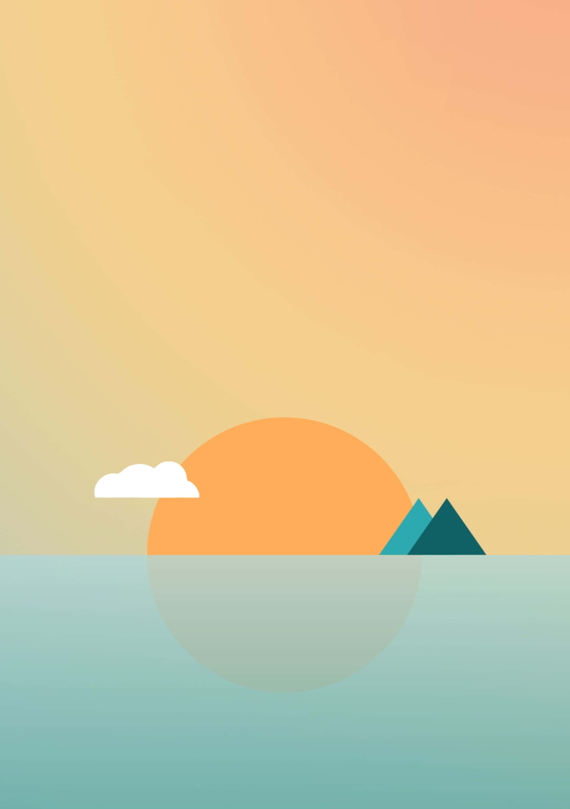 minimalist geometric, sunset, orange sun, 2K Phone Wallpaper