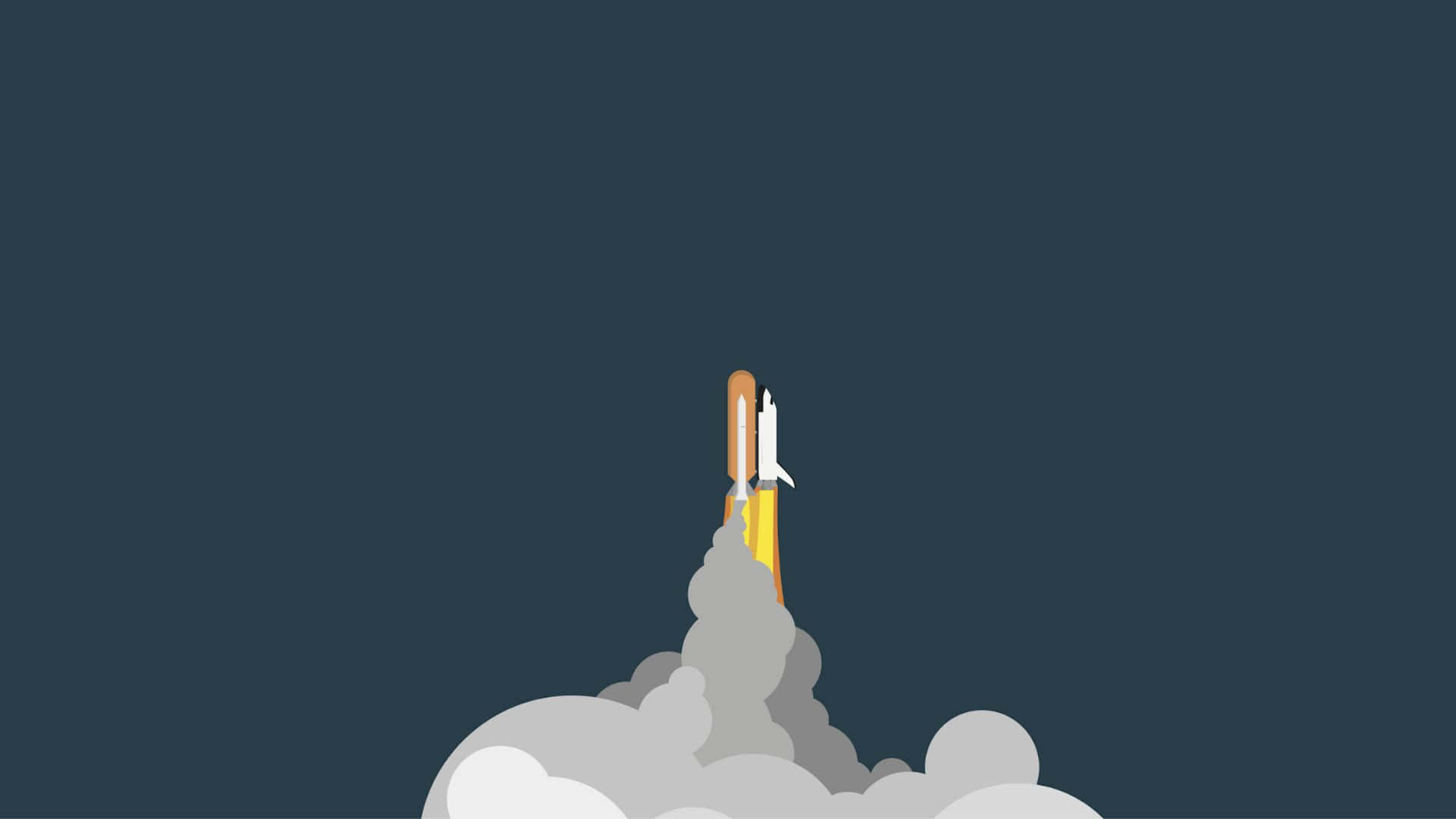 minimalist geometric, rocket, gray smoke, Full HD Desktop Wallpaper