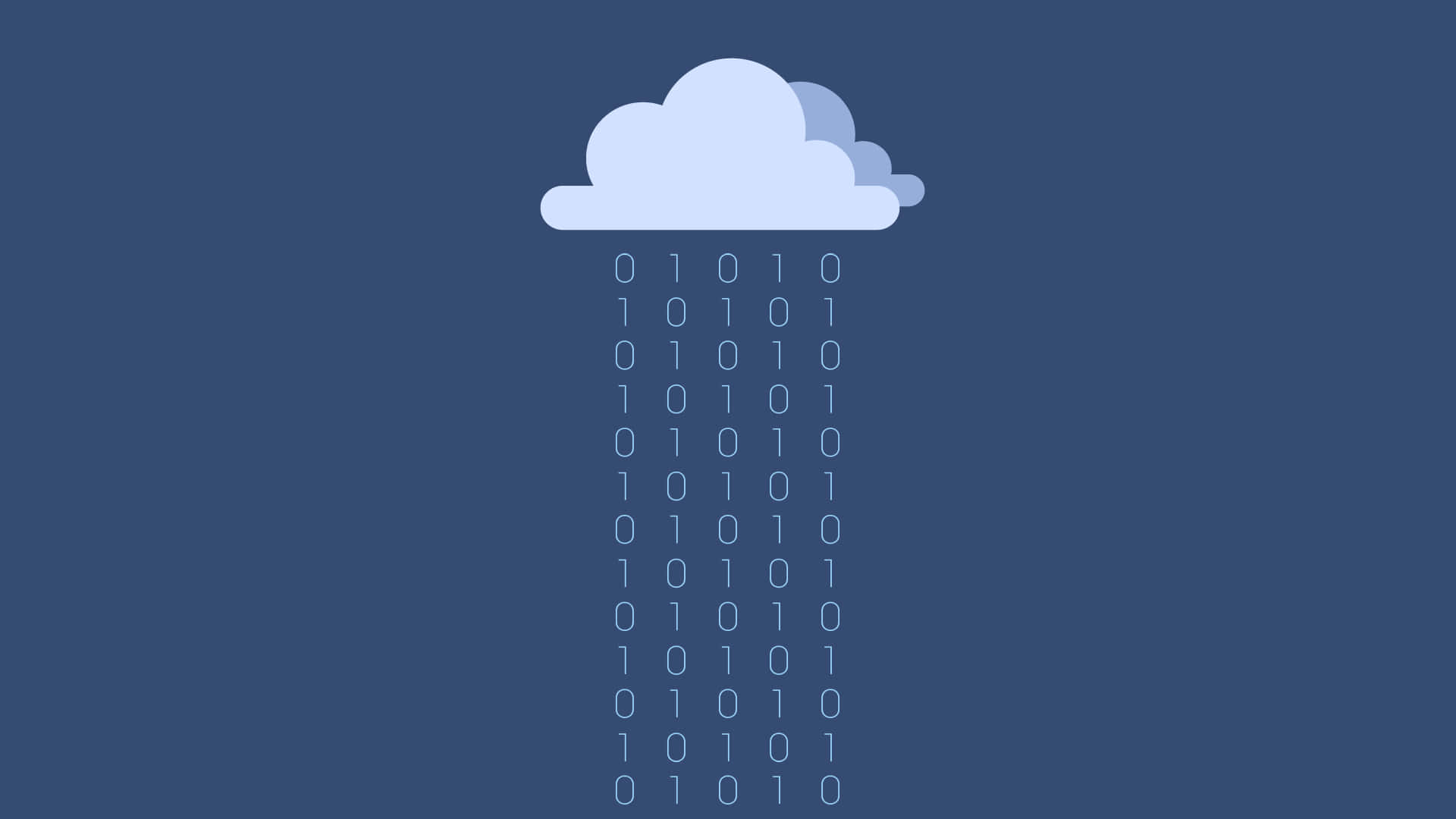 binary code, solid blue background, stylized cloud, Full HD Desktop Wallpaper