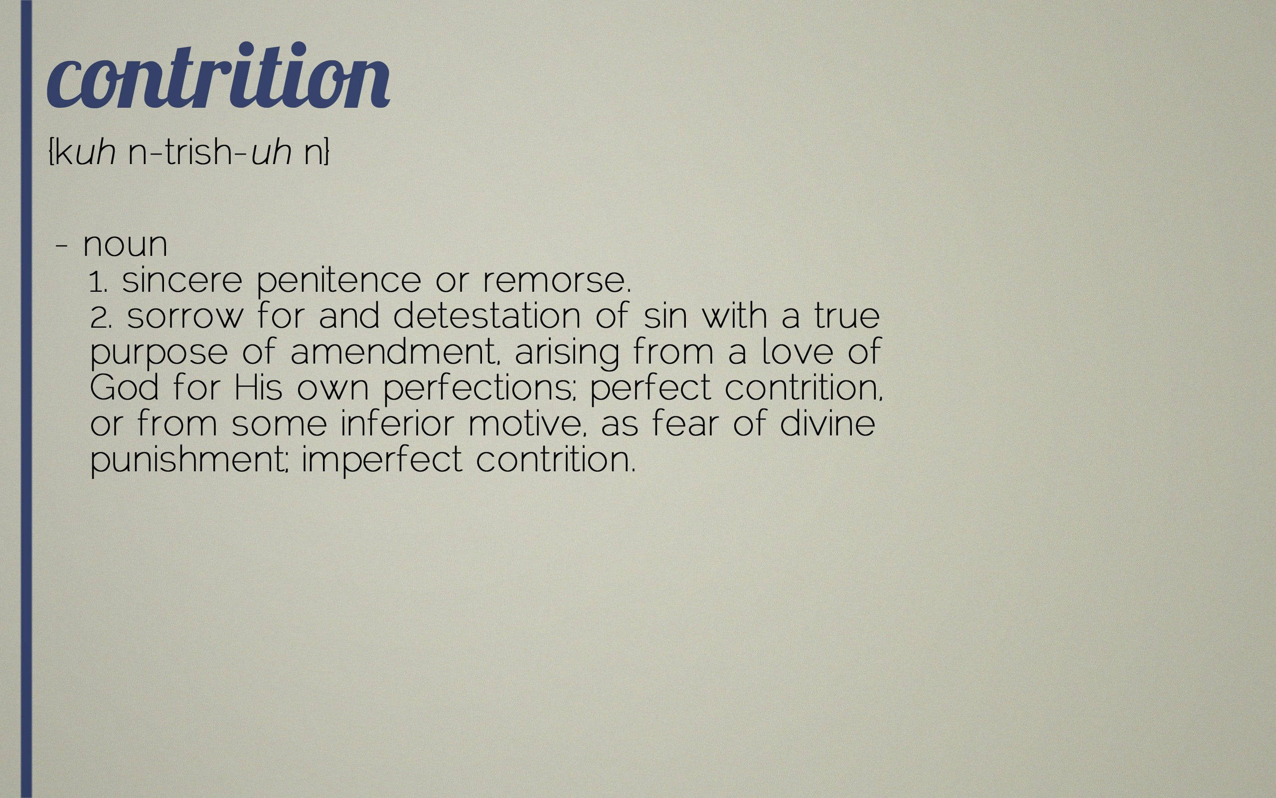 contrition, minimalist dictionary, off-white background, 2K Desktop Wallpaper