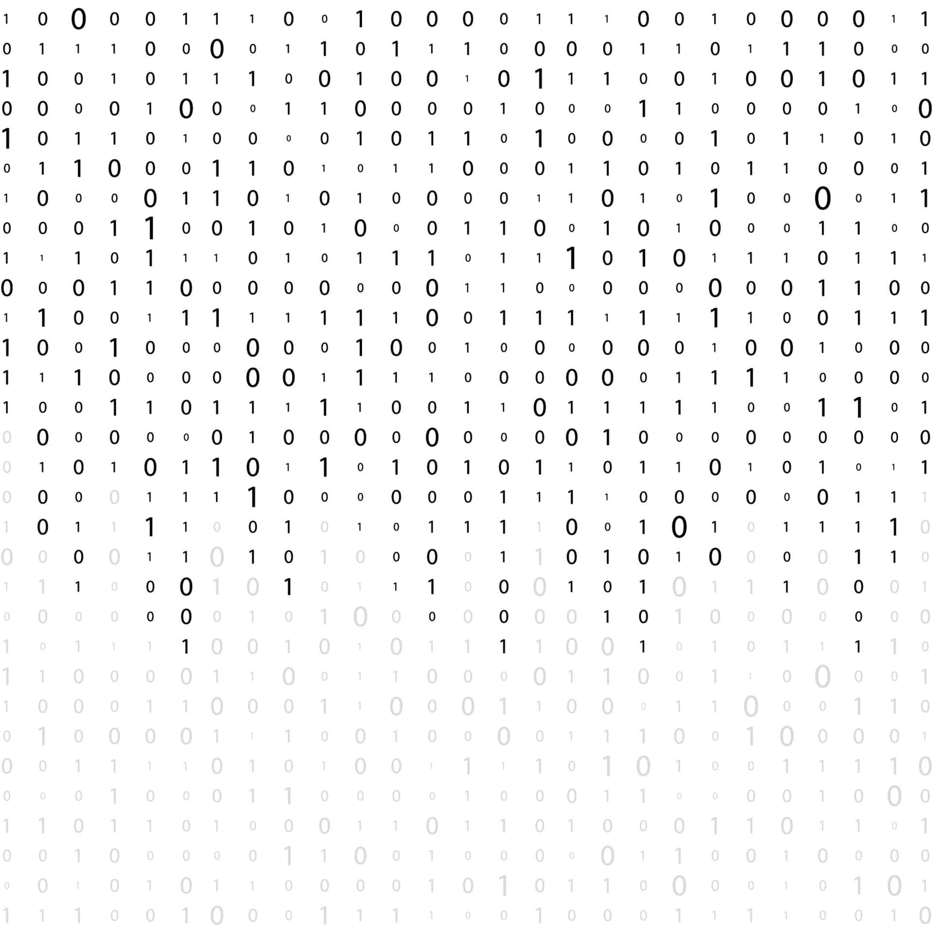 binary code, bold black ones and zeros, white background, Full HD Desktop Wallpaper