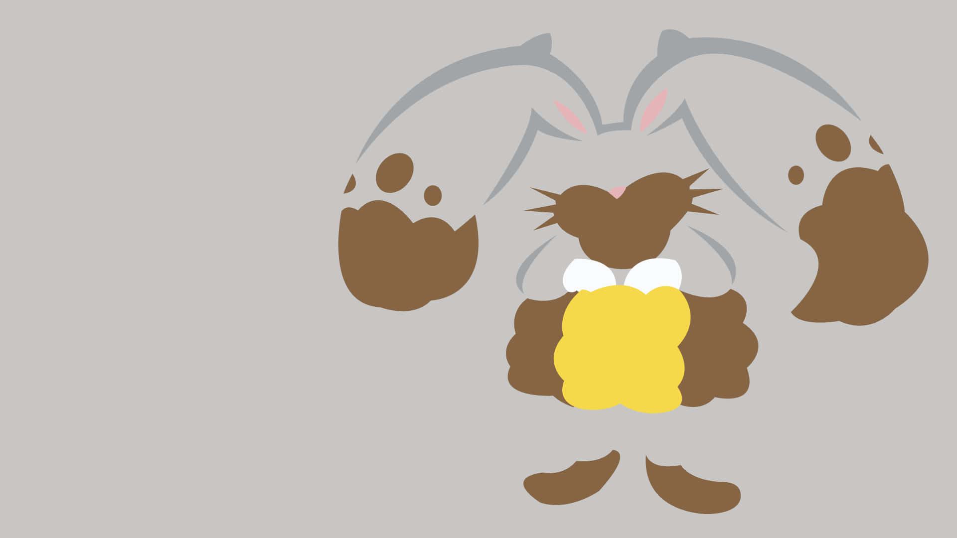 Minimalist Gray Diggersby, cartoon rabbit, long ears, Full HD Desktop Wallpaper