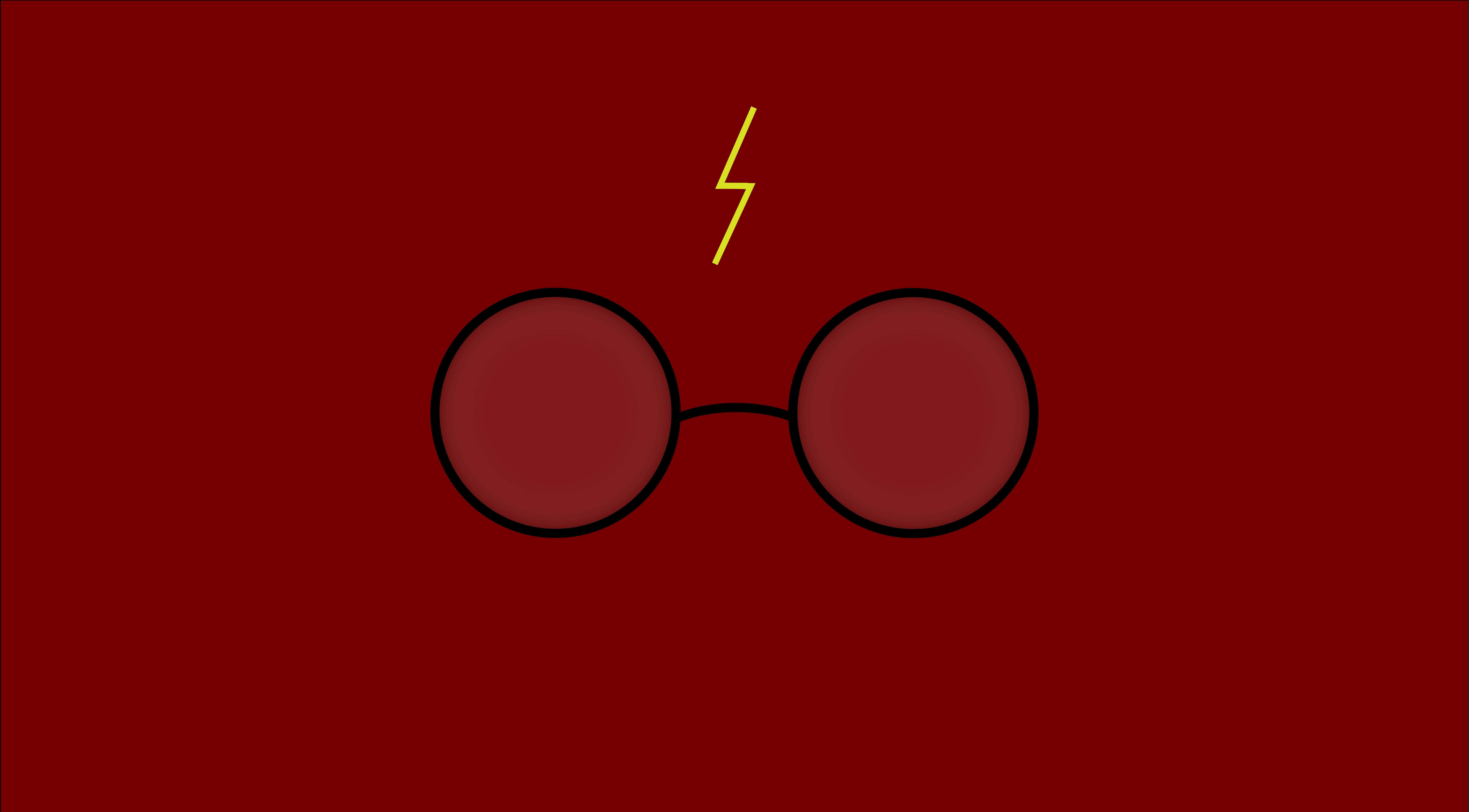 Minimalist Harry Potter, red glasses, yellow lightning bolt, 8K Desktop Wallpaper