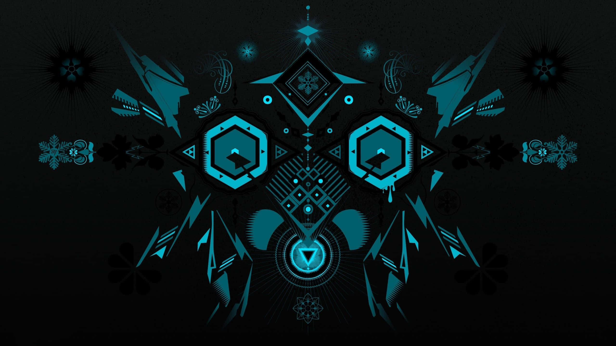 teal, black, symmetrical, 2K Desktop Wallpaper