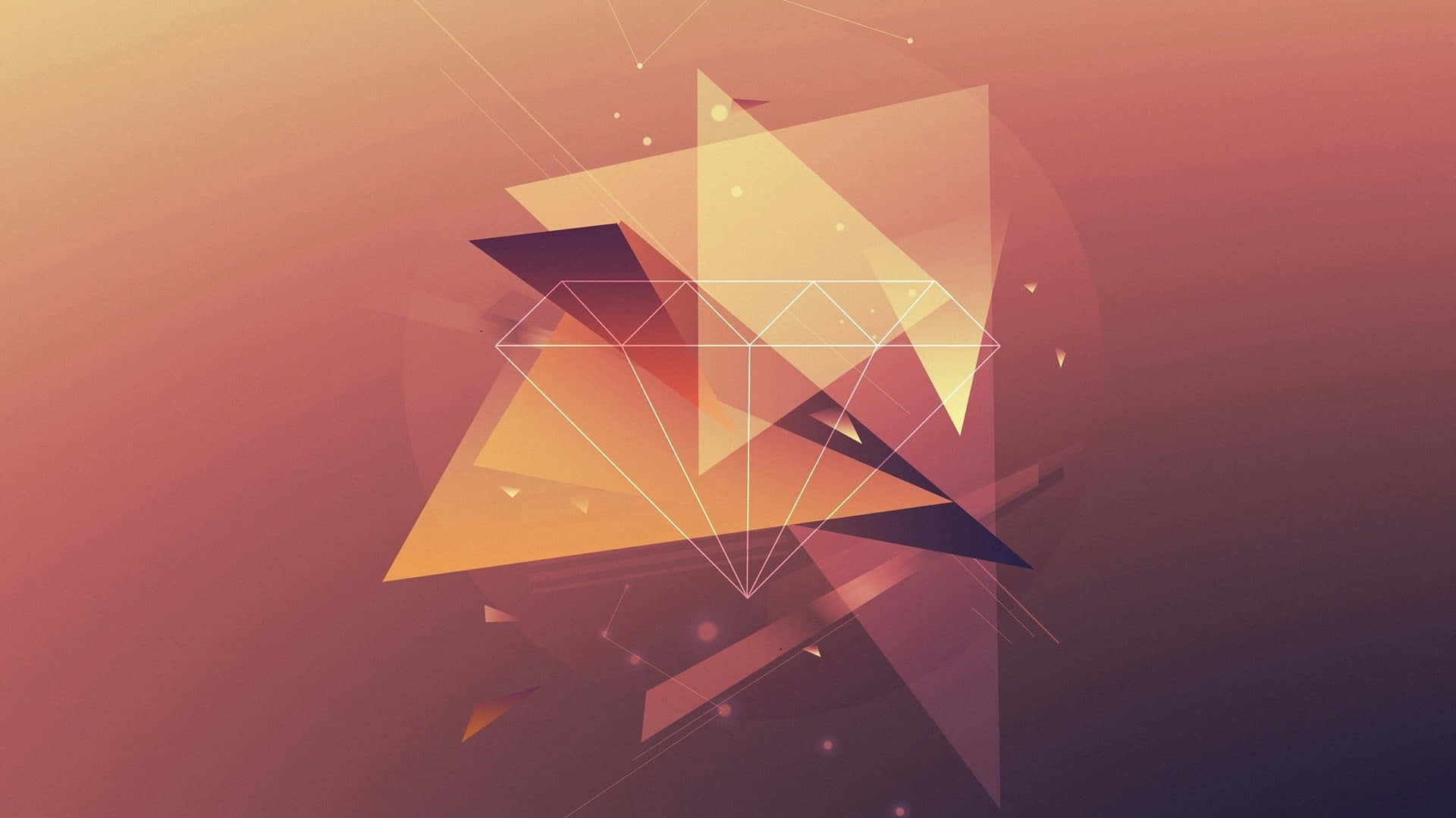 minimalist hd geometric desktop, warm gradient hues, soft pink to purple background, Full HD Desktop Wallpaper