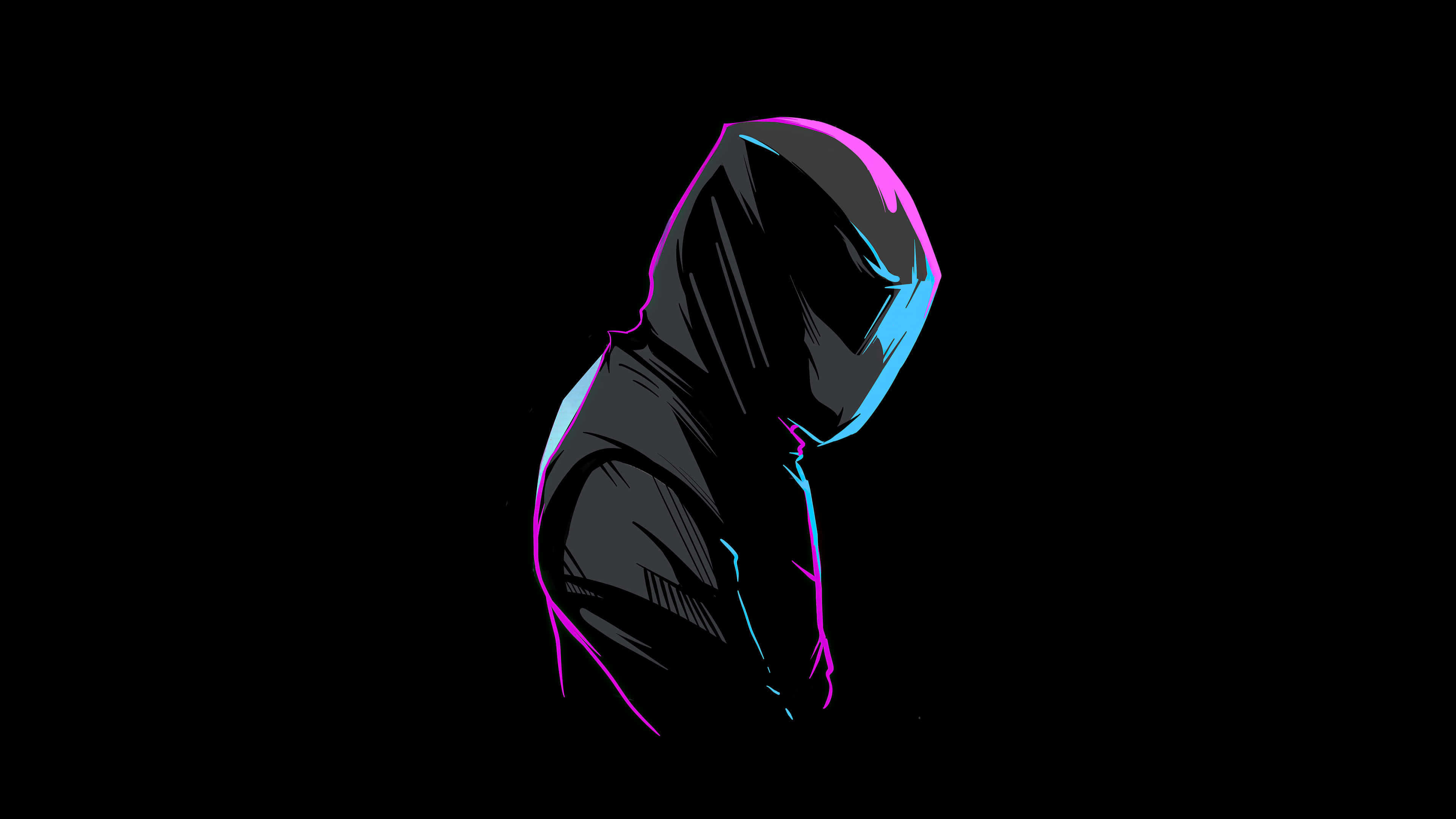 neon pink, neon blue, black background, 4K Desktop Wallpaper