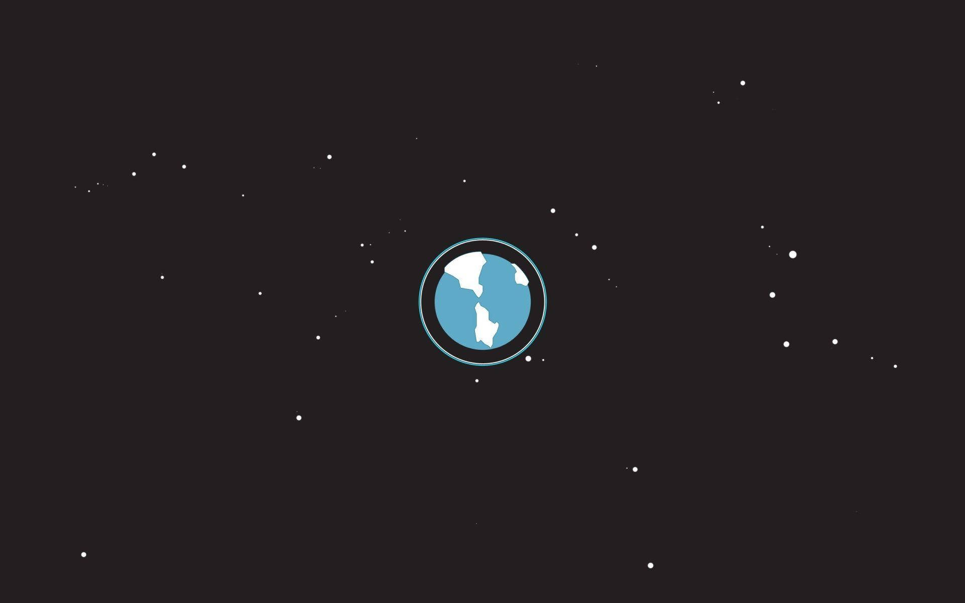 minimalist desktop graphic earth, blue and white globe icon, dark starry space, Full HD Desktop Wallpaper