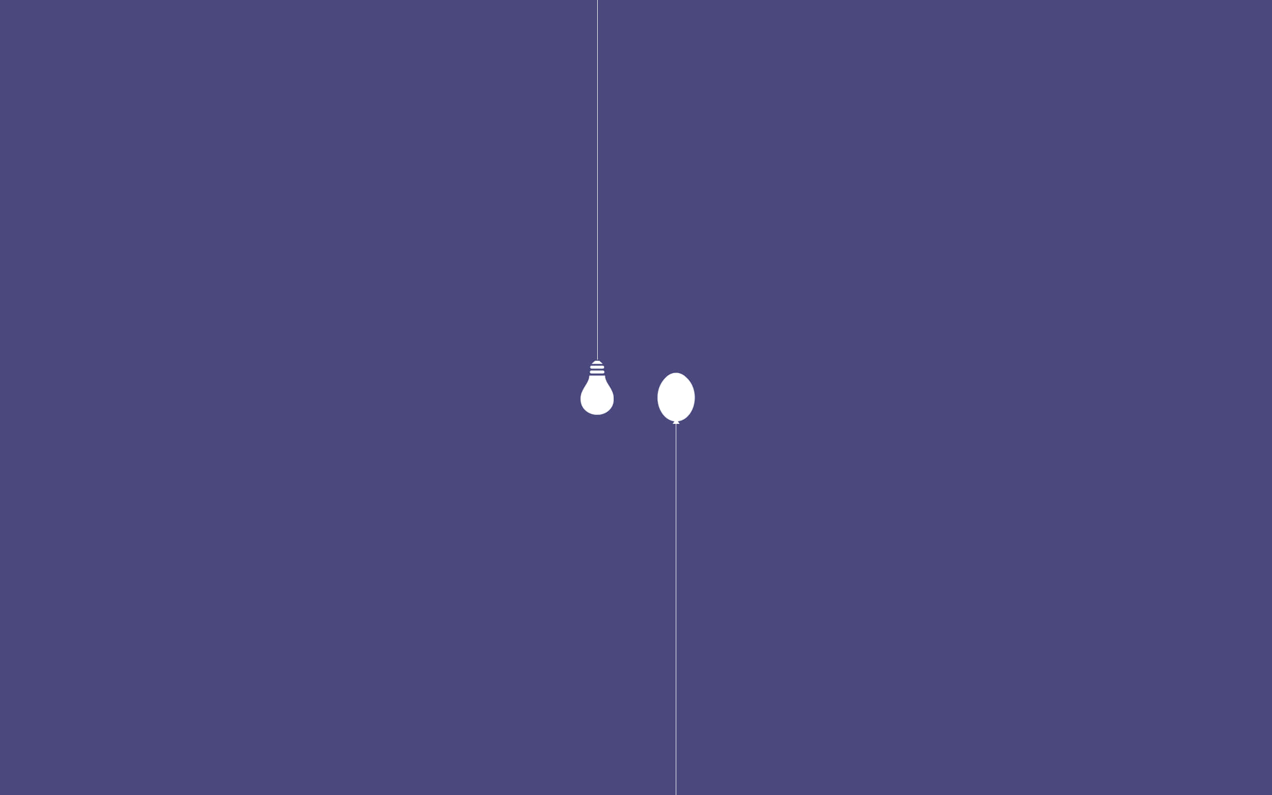 white light bulb, purple background, minimalist white icons, 2K Desktop Wallpaper