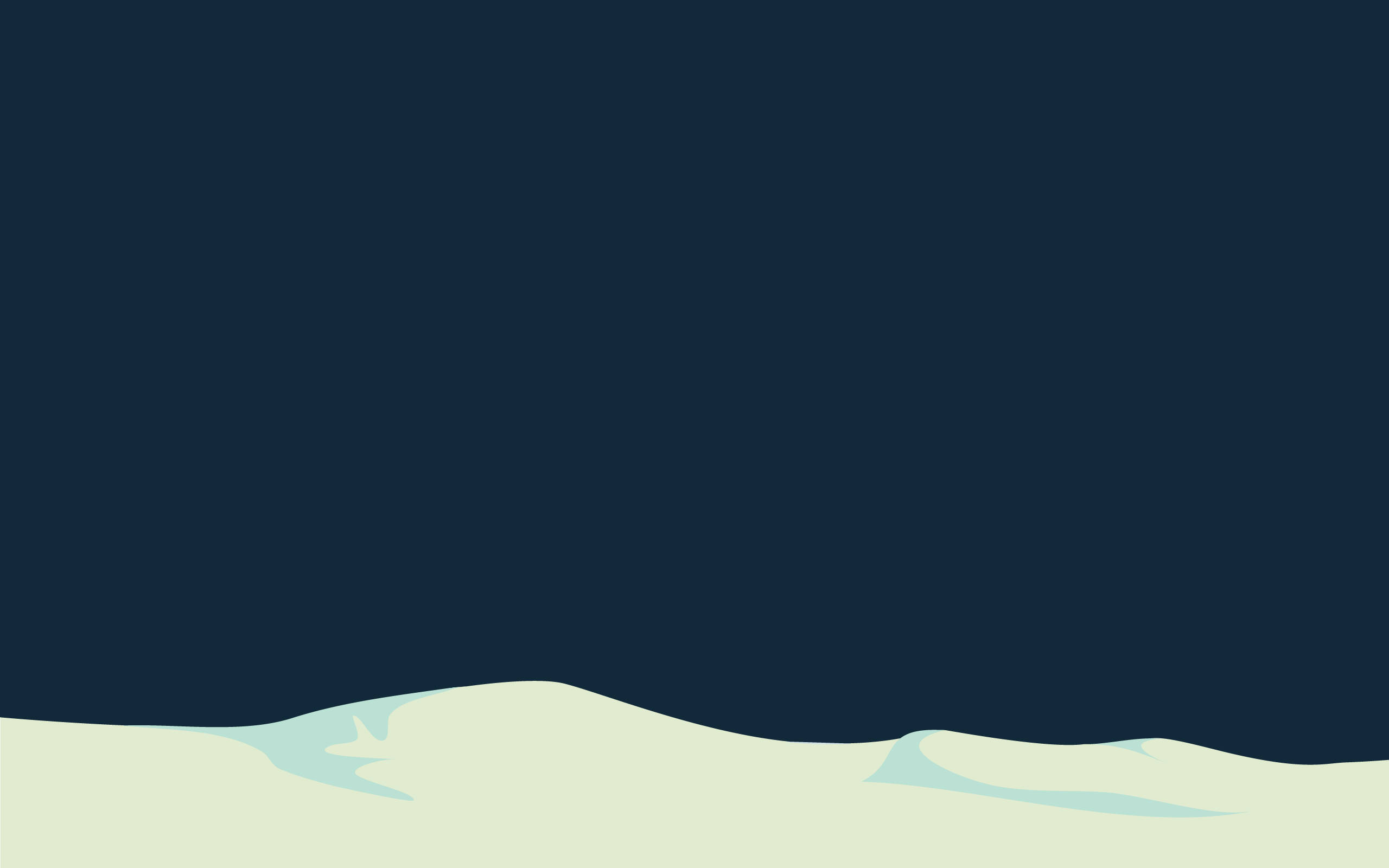 minimalist abstract landscape, soft pale green undulating hills, deep navy blue sky, 2K Desktop Wallpaper