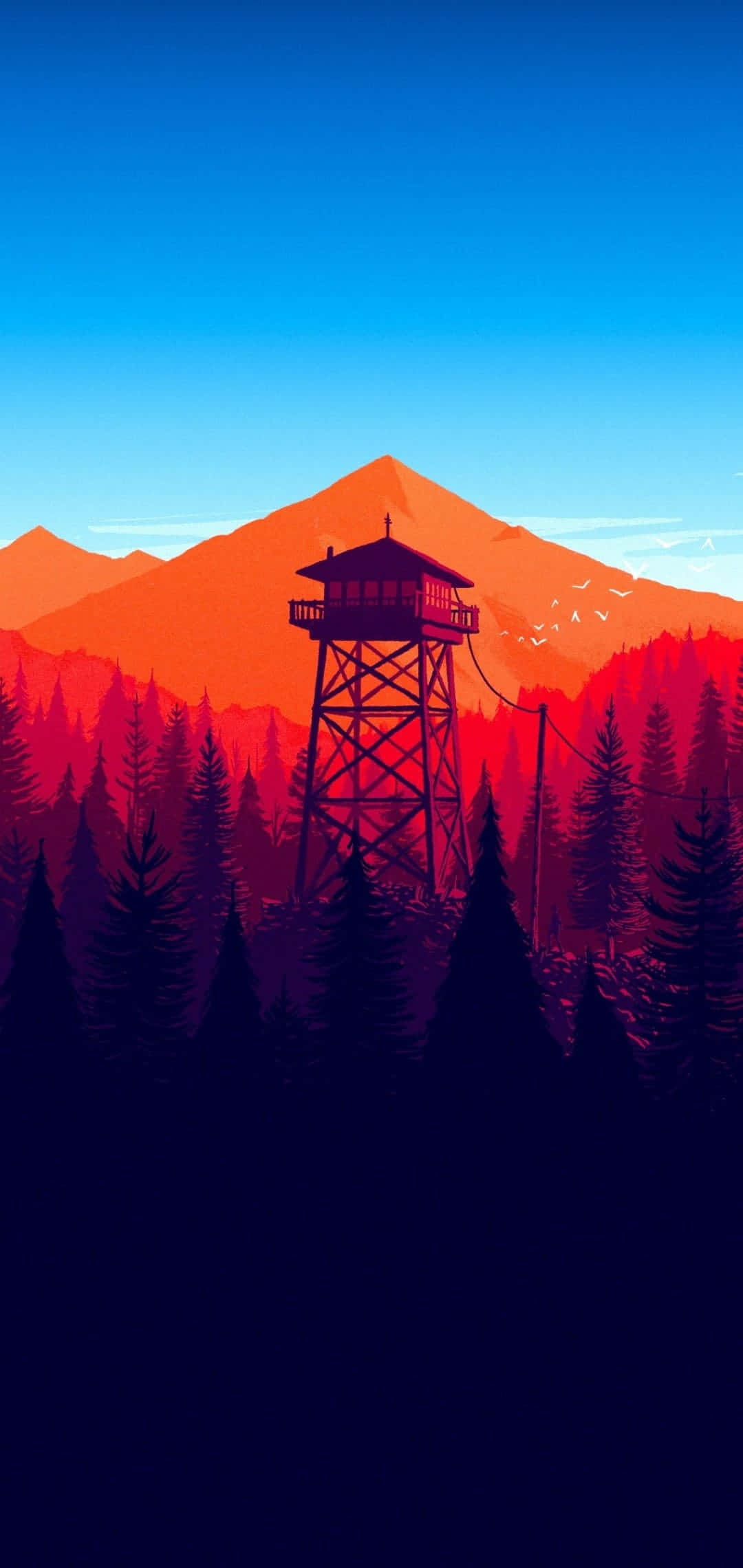 iPhone X, wooden fire watchtower, pine forest, Full HD Phone Wallpaper