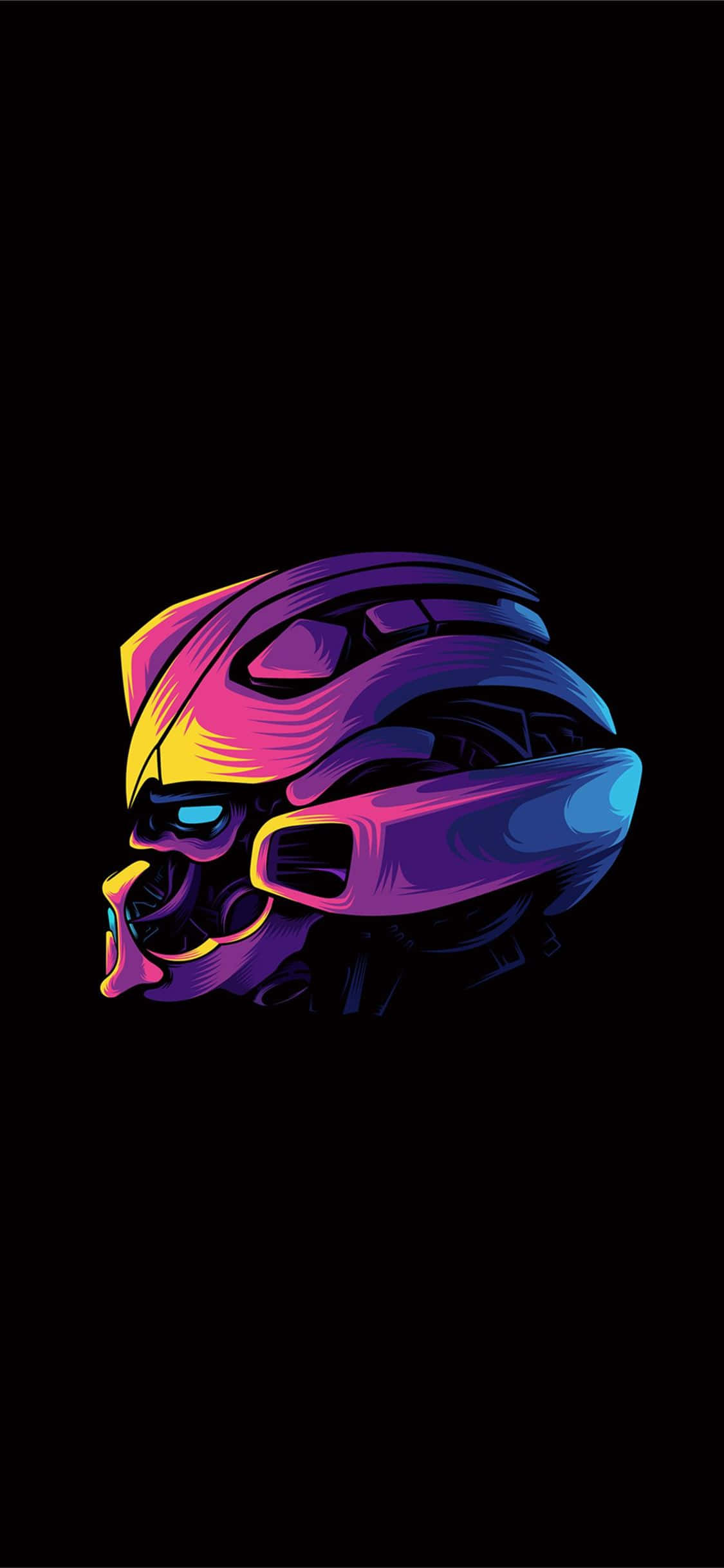 Minimalist iPhone X, neon purple, yellow, Full HD Phone Wallpaper