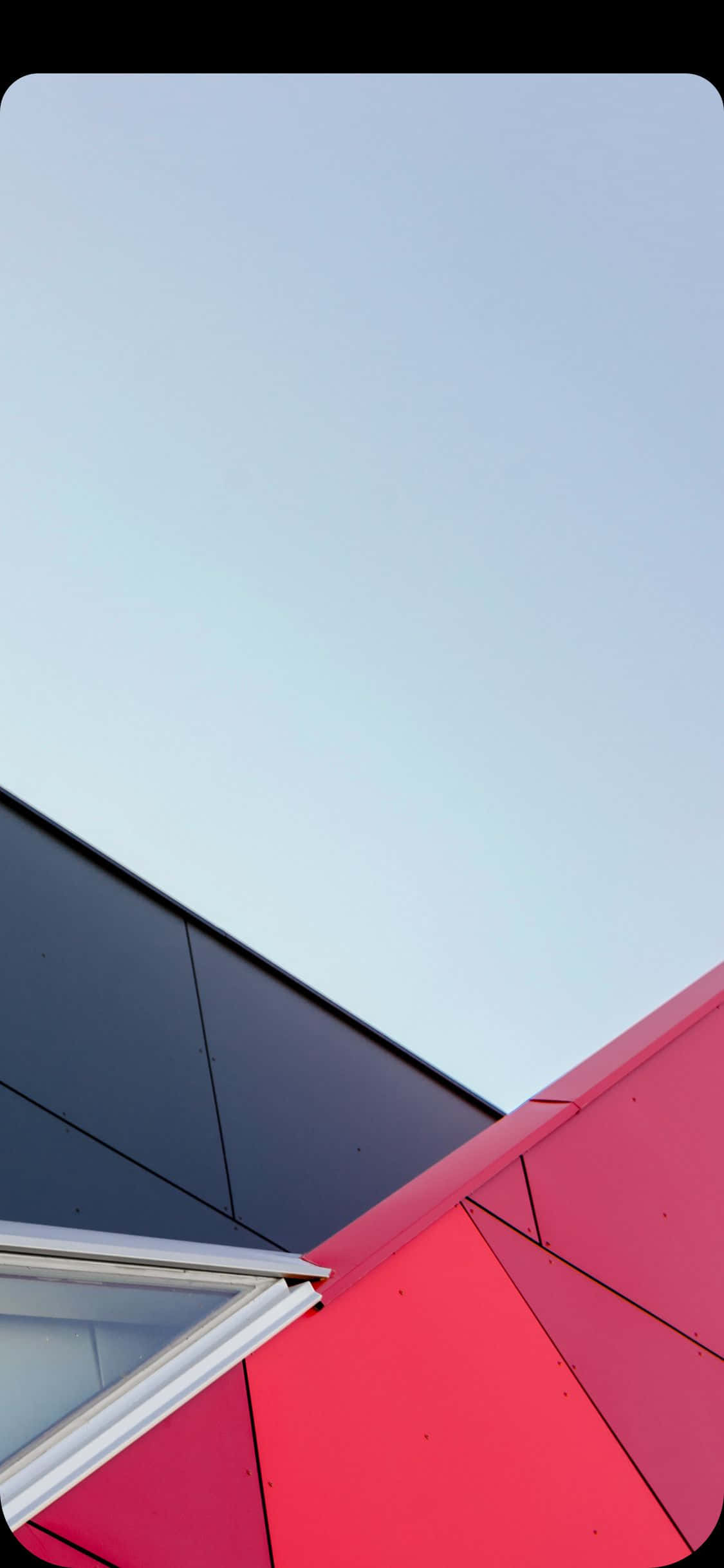 minimalist iPhone X, modern building, vibrant red panels, Full HD Phone Wallpaper